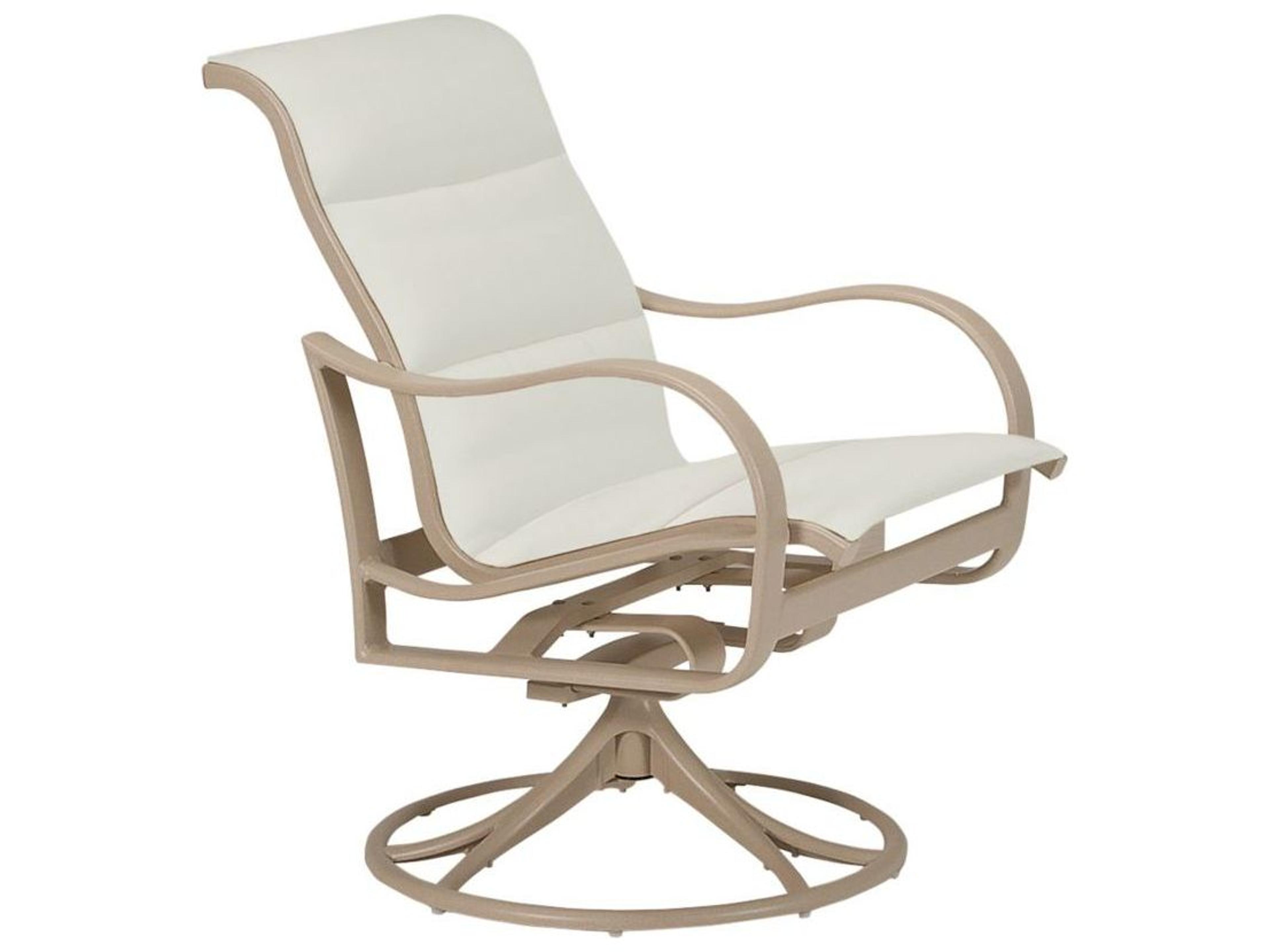 Tropitone Shoreline Padded Sling Aluminum Swivel Rocker Patio Dining Arm Chair