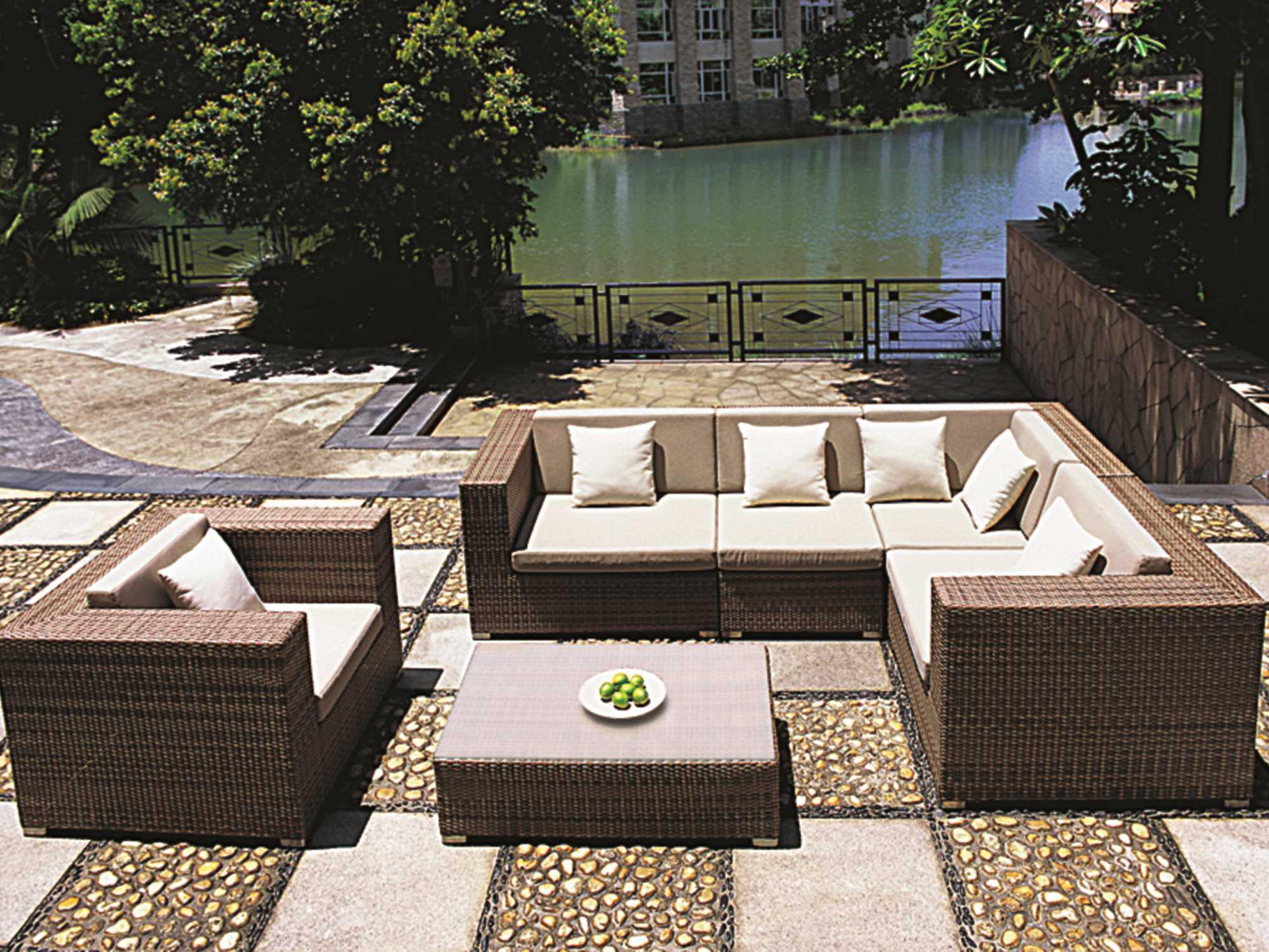 Arzo Woven Cushion Sectional Outdoor Lounge Set
