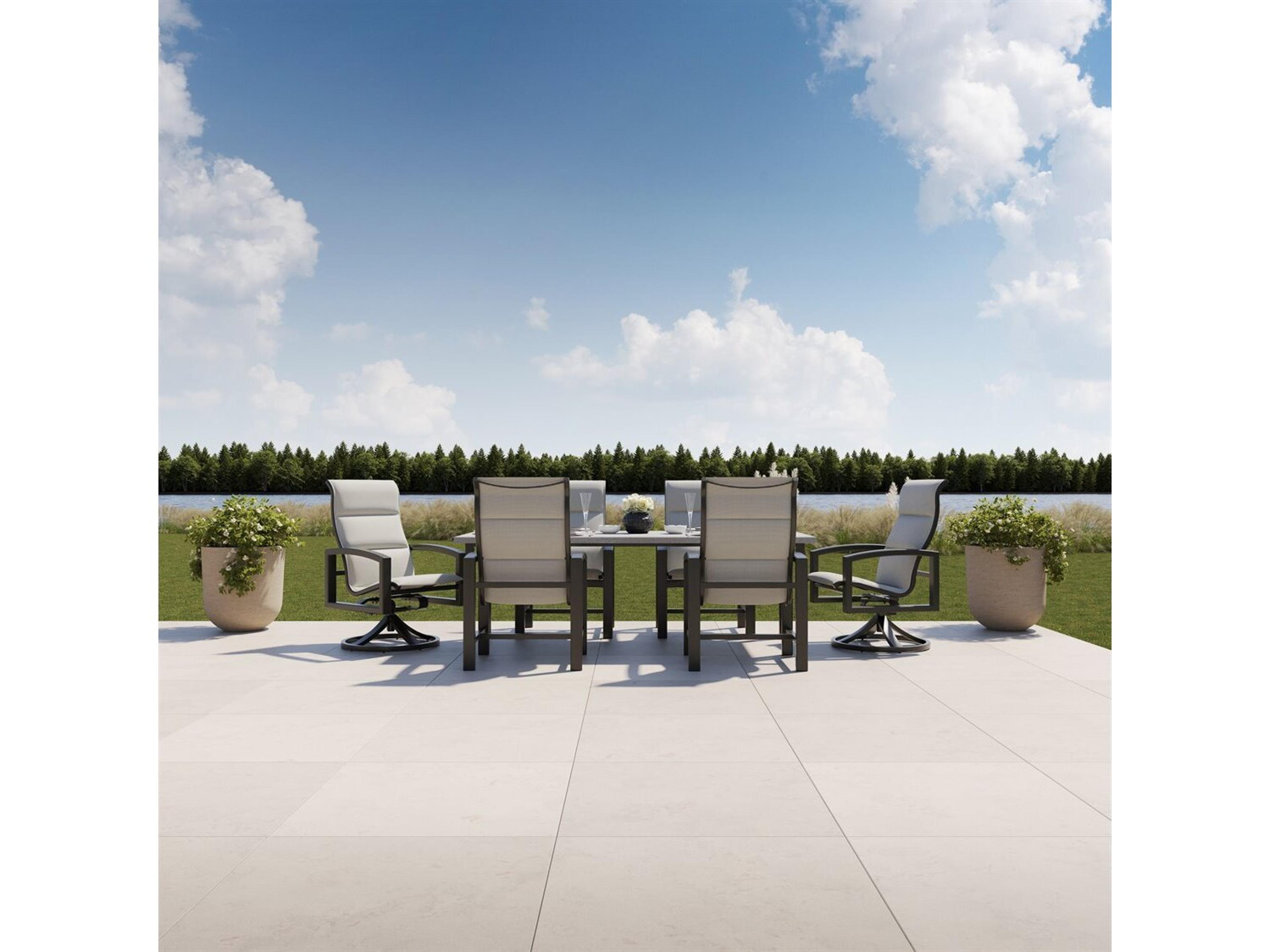 Tropitone Lakeside Padded Sling Aluminum Dining Set