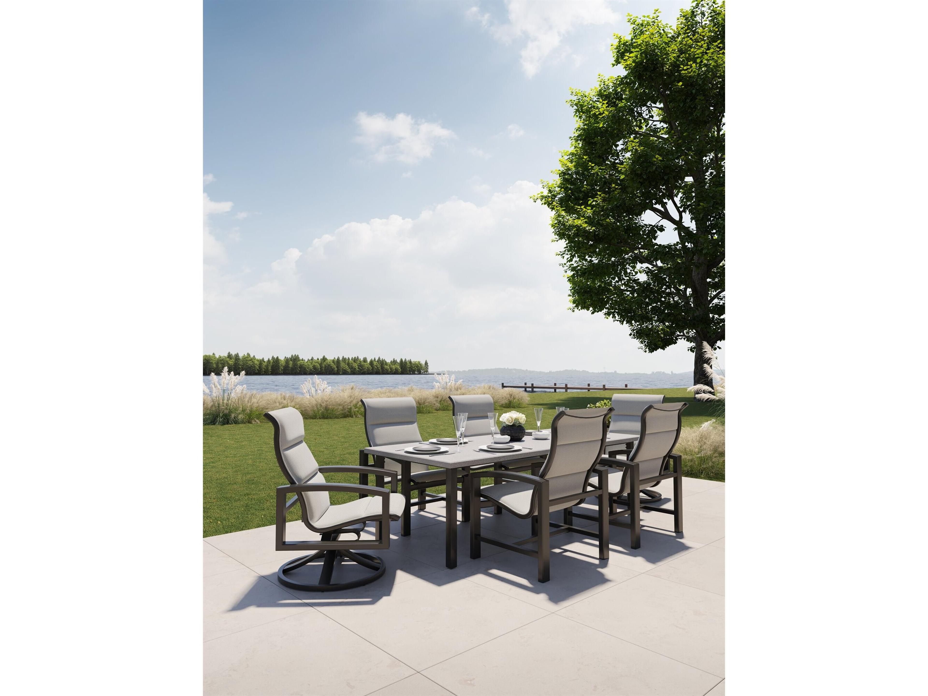 Tropitone Lakeside Padded Sling Aluminum Dining Set