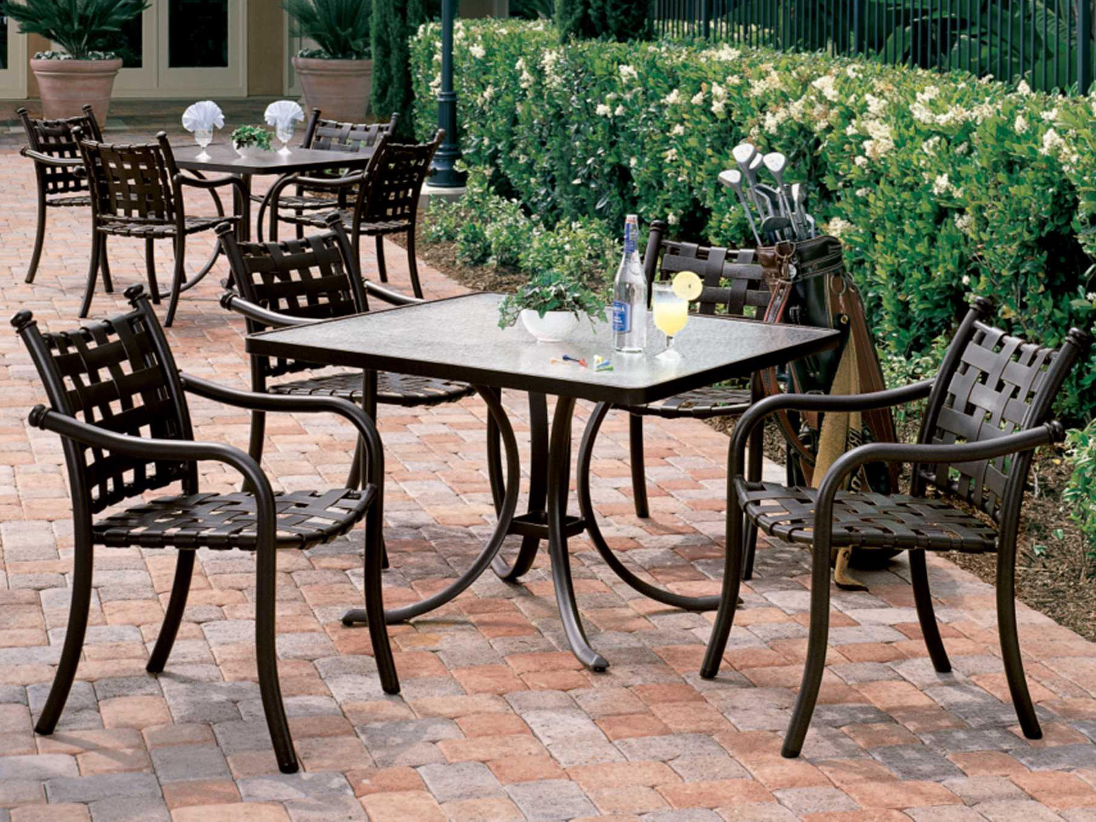 Tropitone La Scala Cross Strap Aluminum Outdoor Patio Dining Set