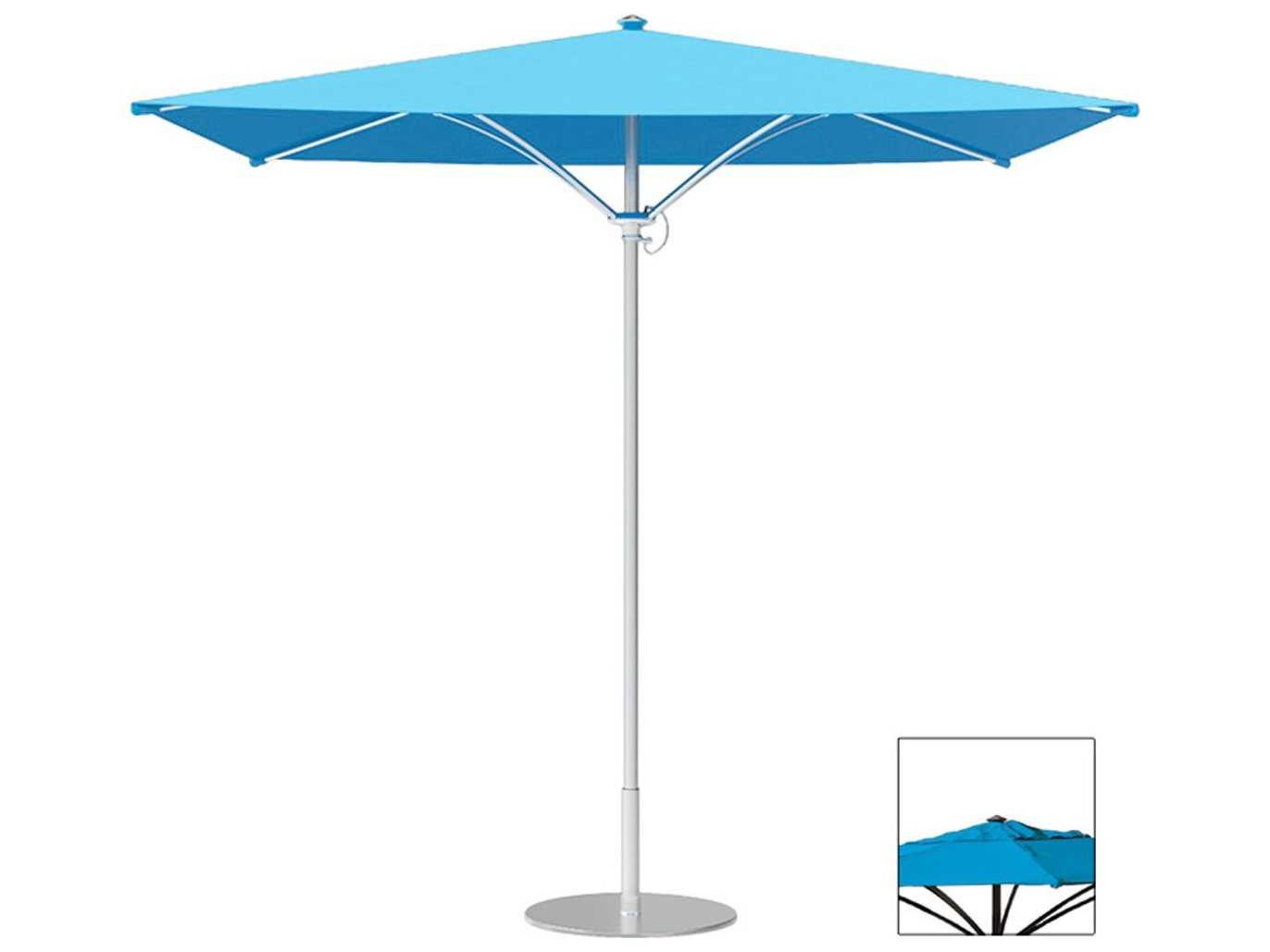 Tropitone Trace Aluminum 8 Foot Square Manual Lift Patio Umbrella with Vent