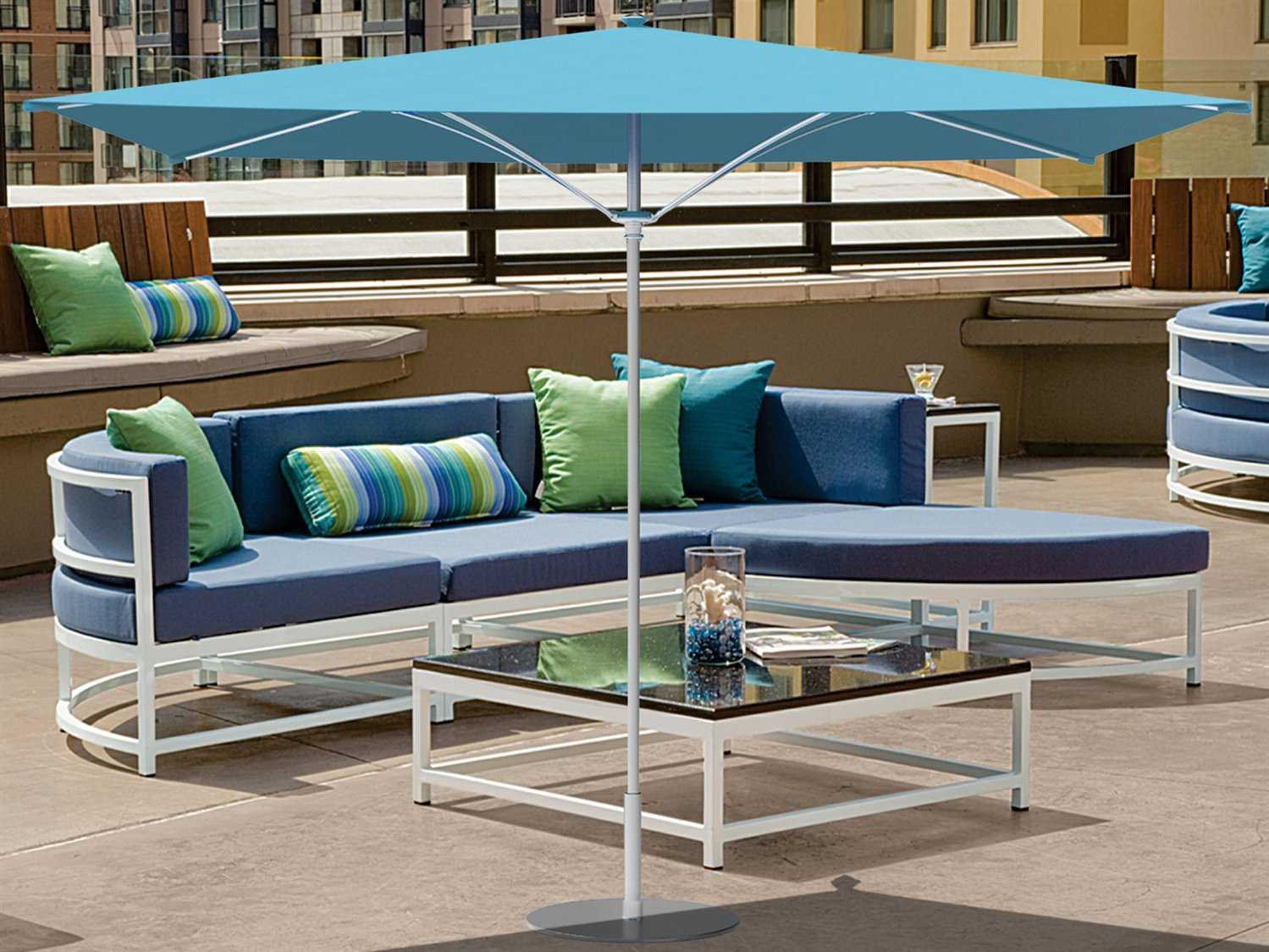 Tropitone Trace Aluminum 10 Foot Square Pulley Lift Outdoor Patio Umbrella