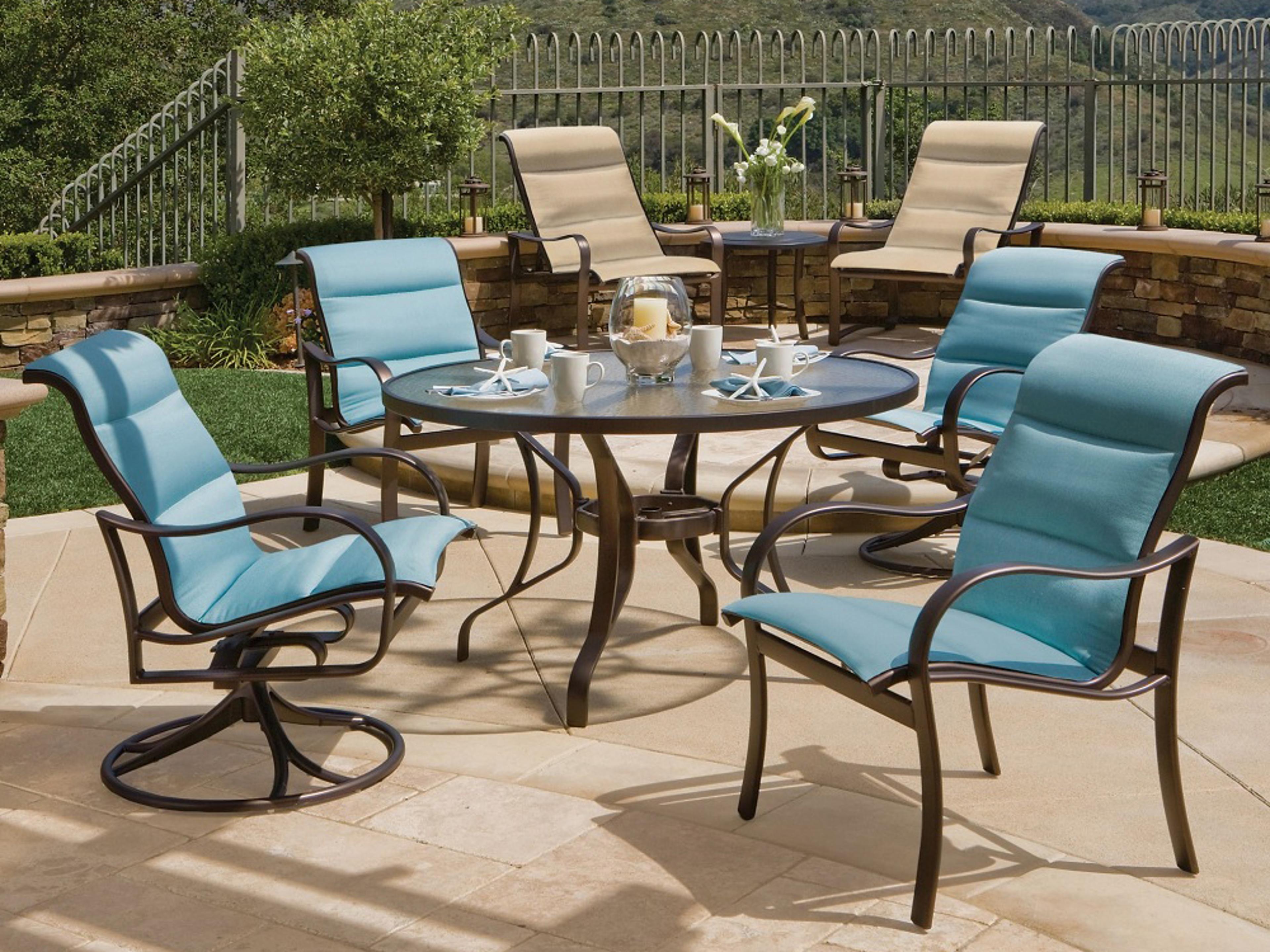Tropitone Shoreline Padded Sling Aluminum Outdoor Patio Dining Set