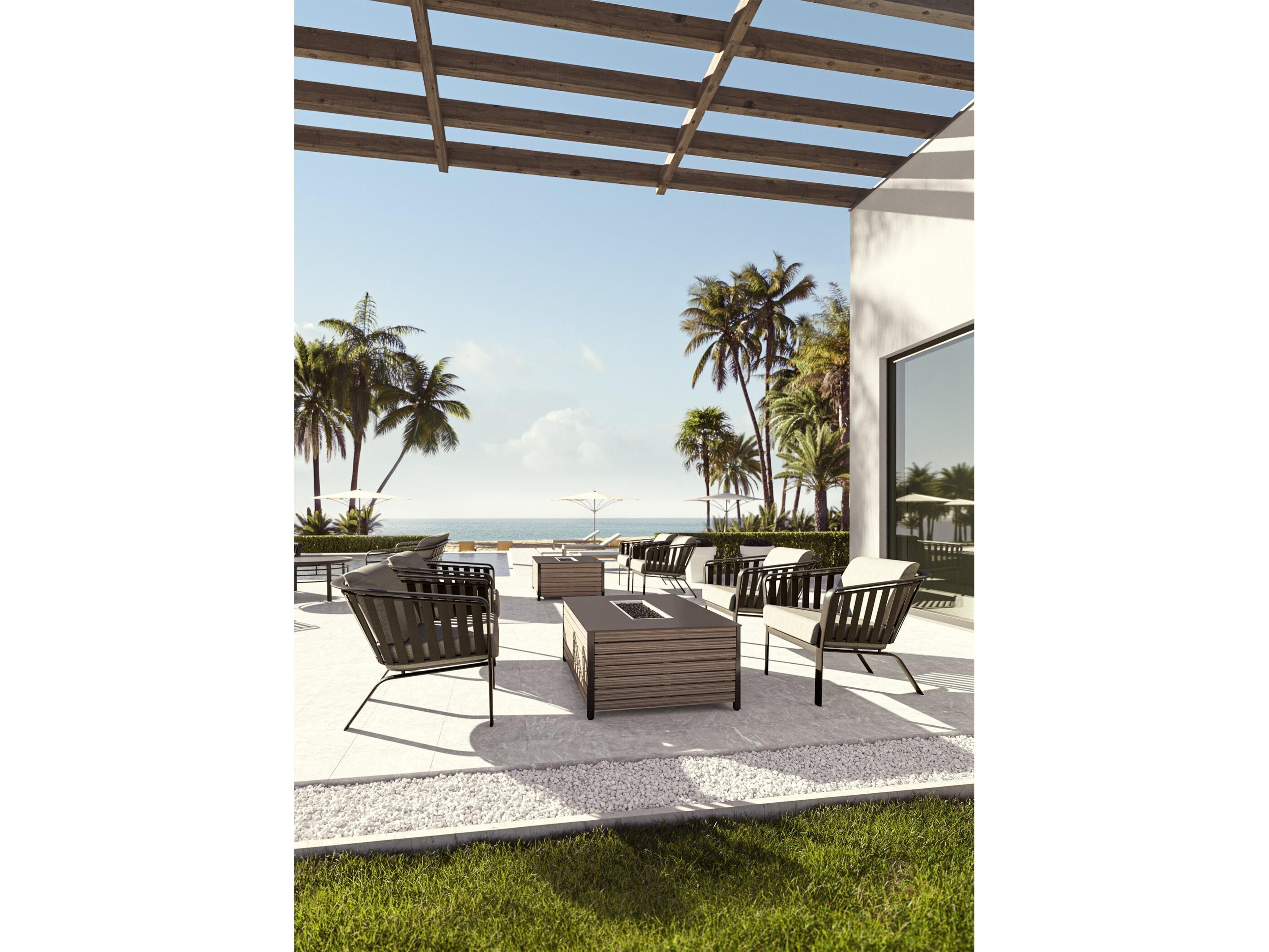 Tropitone Trelon Cushion Aluminum Fire Pit Lounge Set