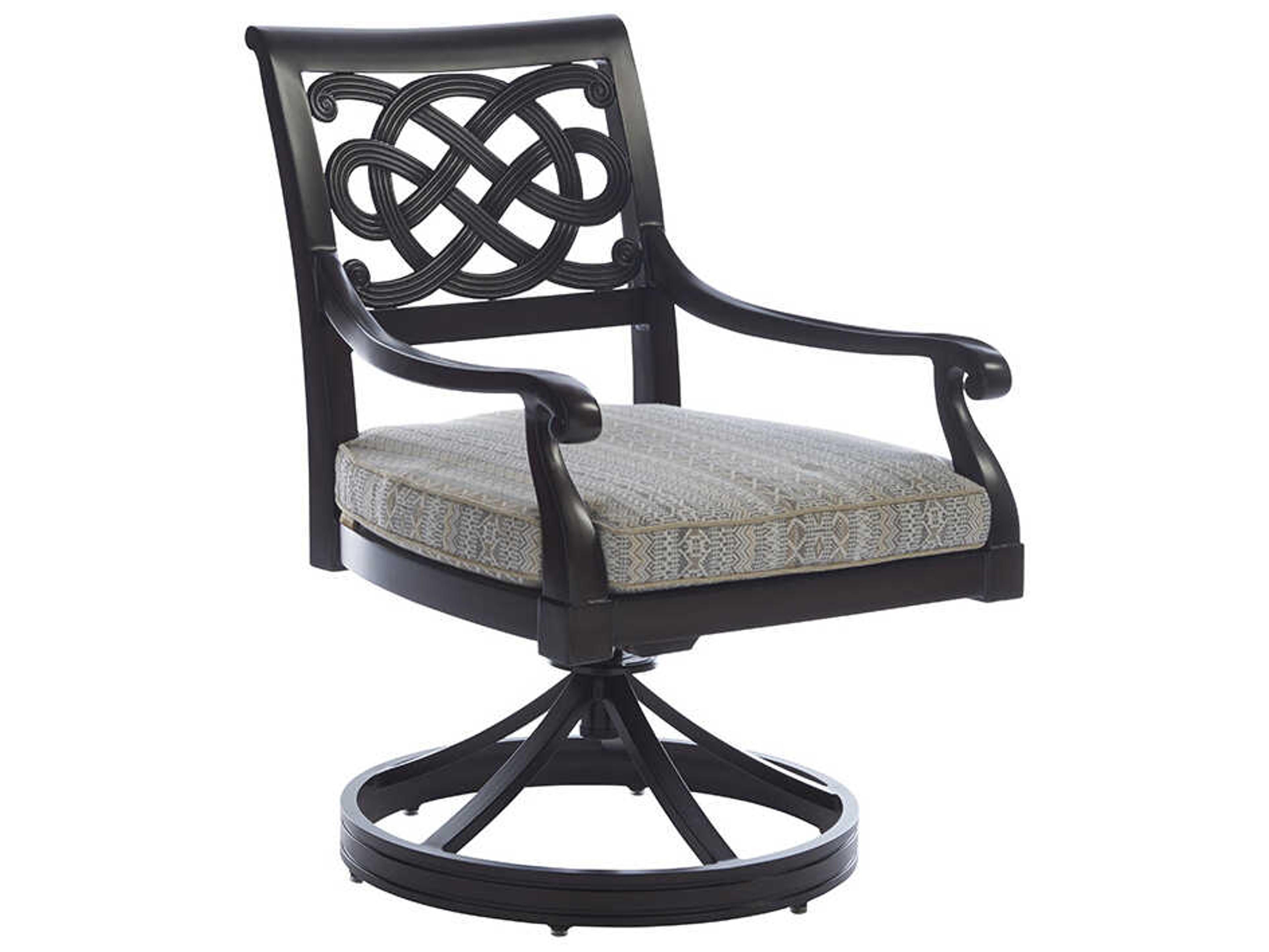 Tommy Bahama Outdoor Black Sands Cast Aluminum Cushion Swivel Rocker Dining Arm Chair