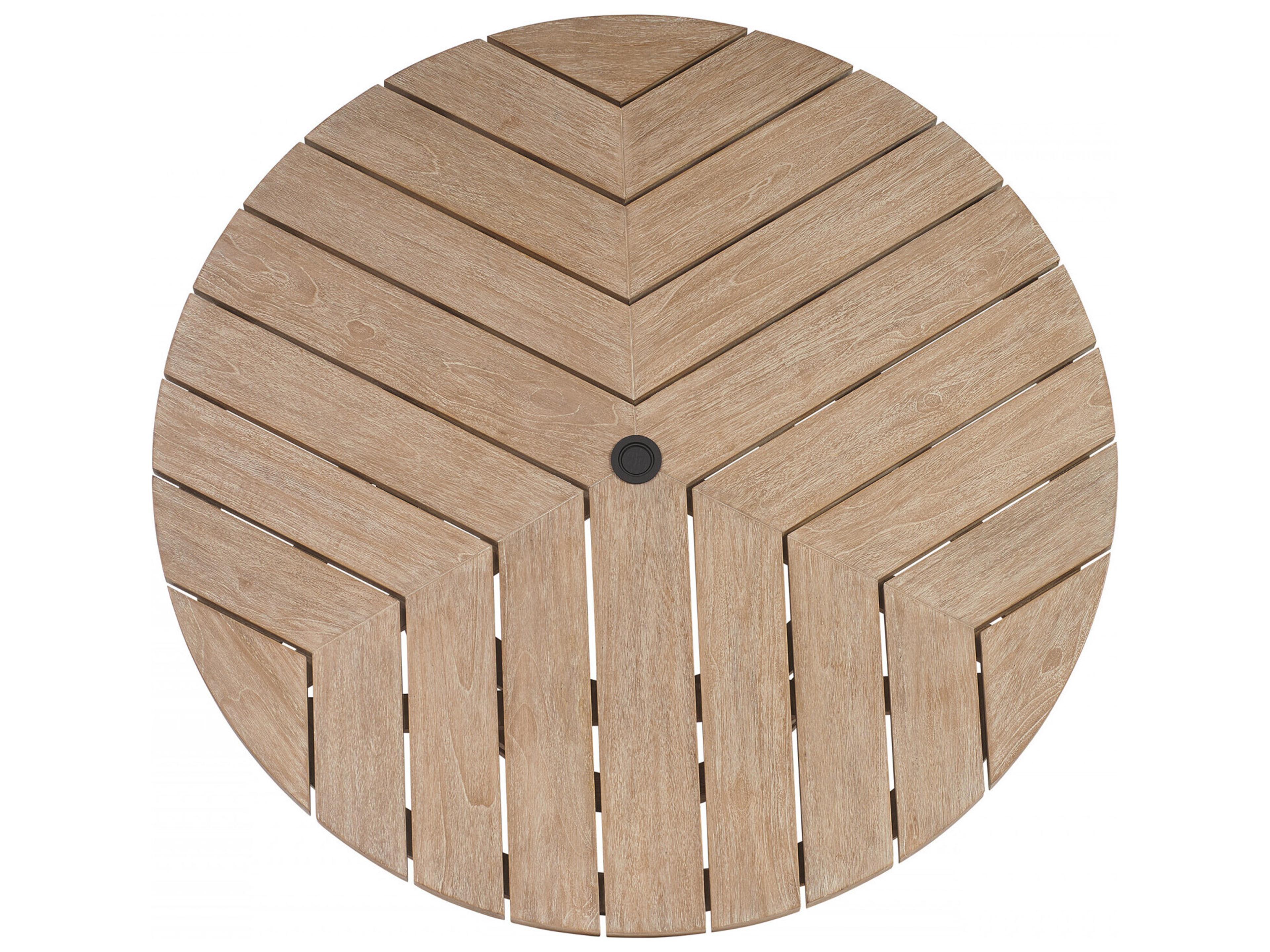 Tommy Bahama Outdoor Stillwater Cove Teak Light Taupe Round Dining Table Top with Umbrella Hole