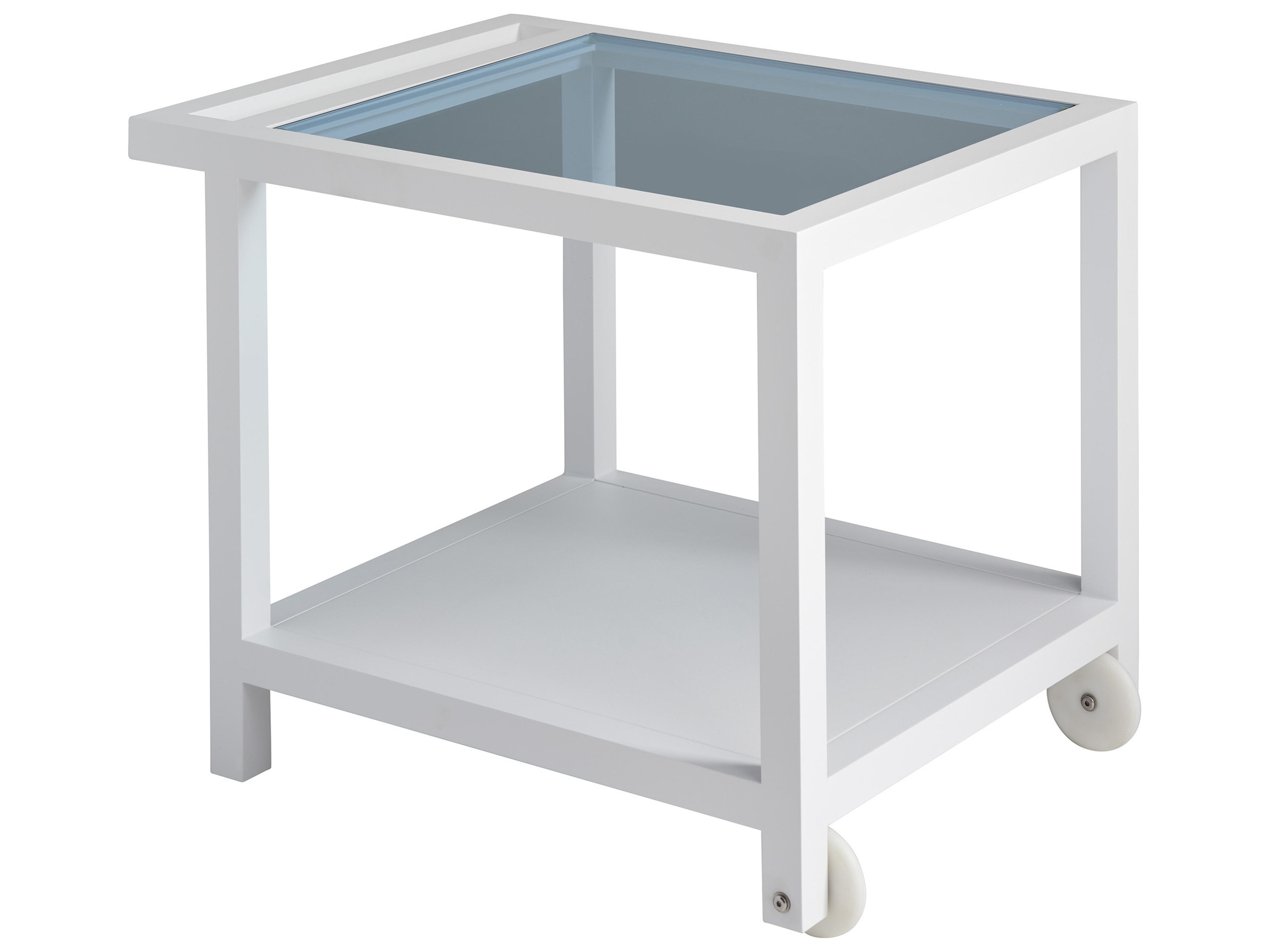 Tommy Bahama Outdoor Ocean Breeze Promenade Aluminum Rectangular Glass Top Serving End Table