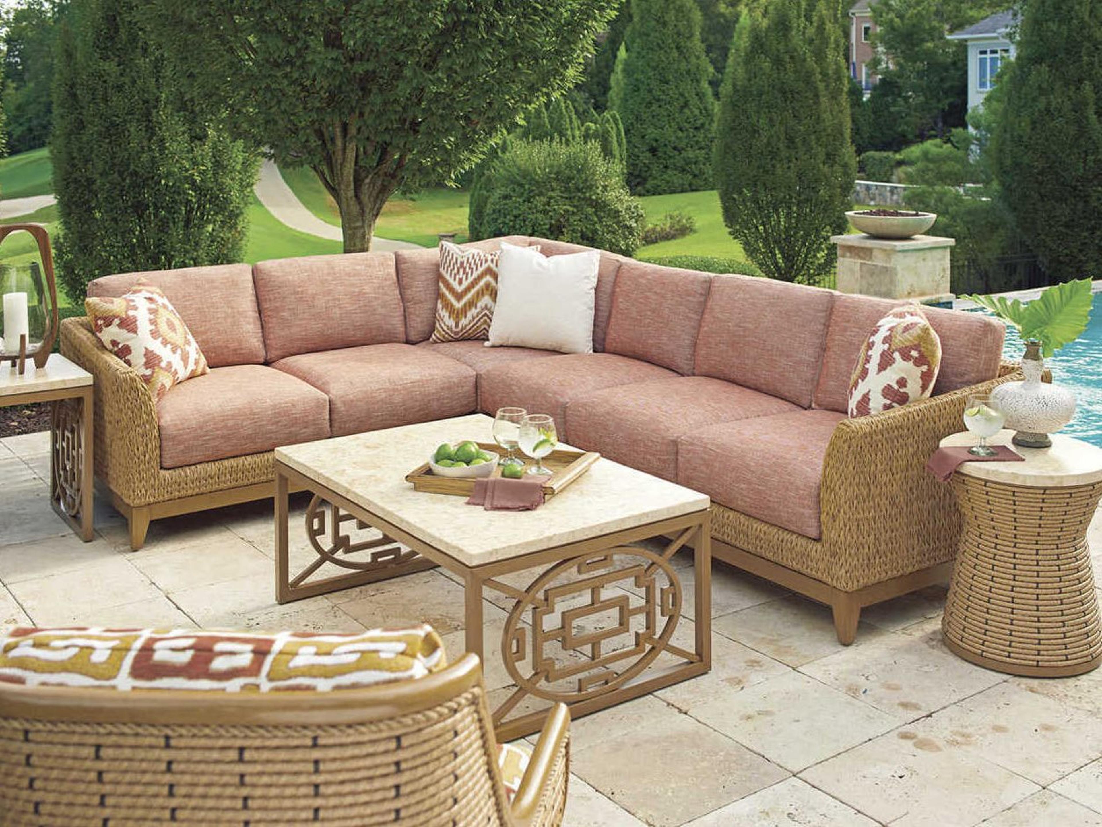 Tommy Bahama Outdoor Los Altos Valley View Wicker Cushion Sectional Lounge Set