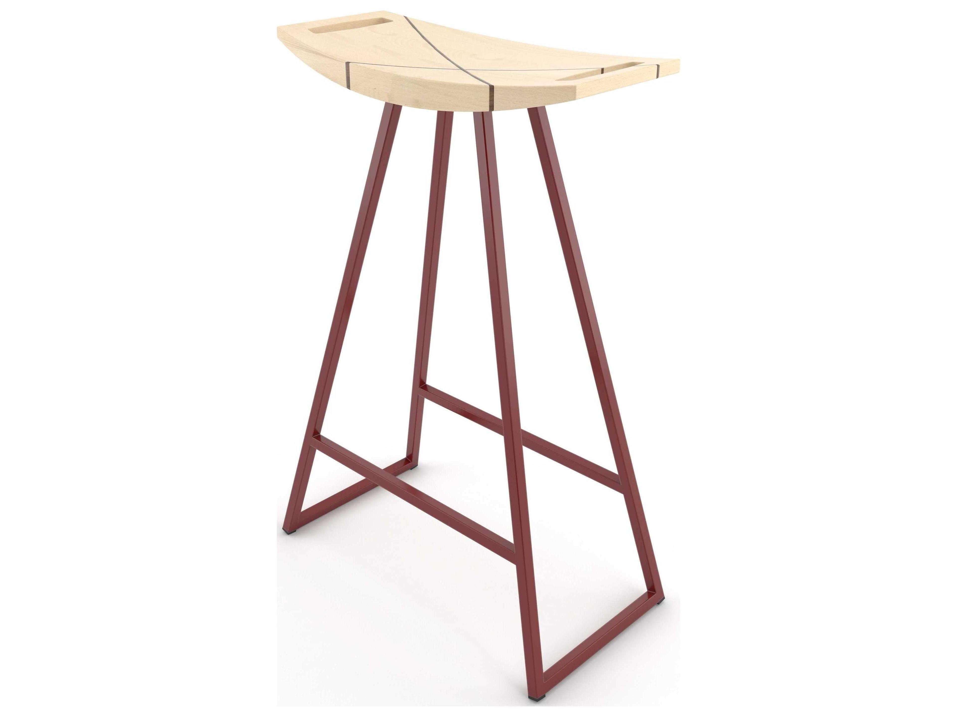 Tronk Design Roberts Maple Wood Counter Stool with Inlay