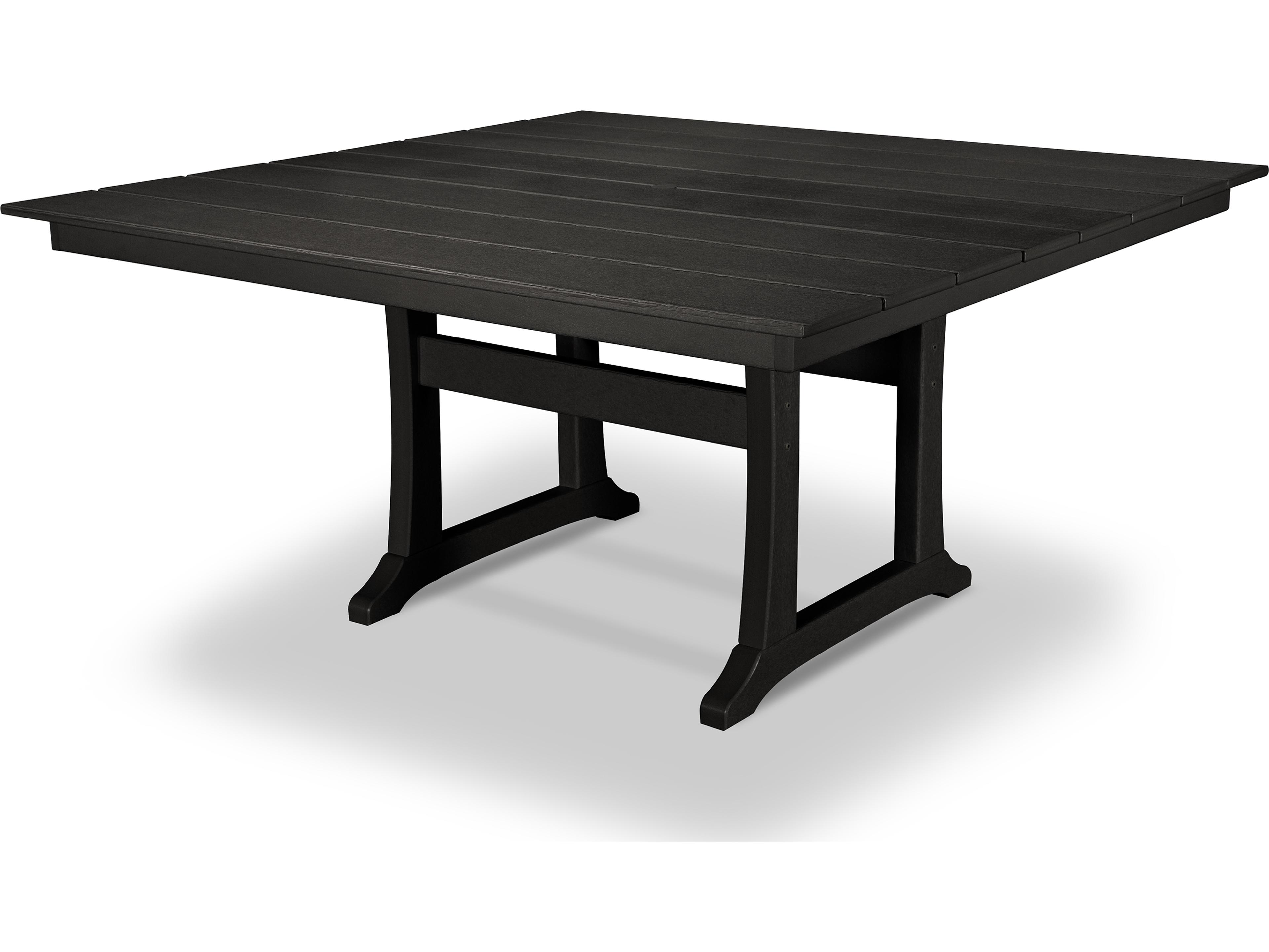 Trex® Outdoor Furniture™ Farmhouse Trestle Recycled Plastic Square Dining Table with Umbrella Hole