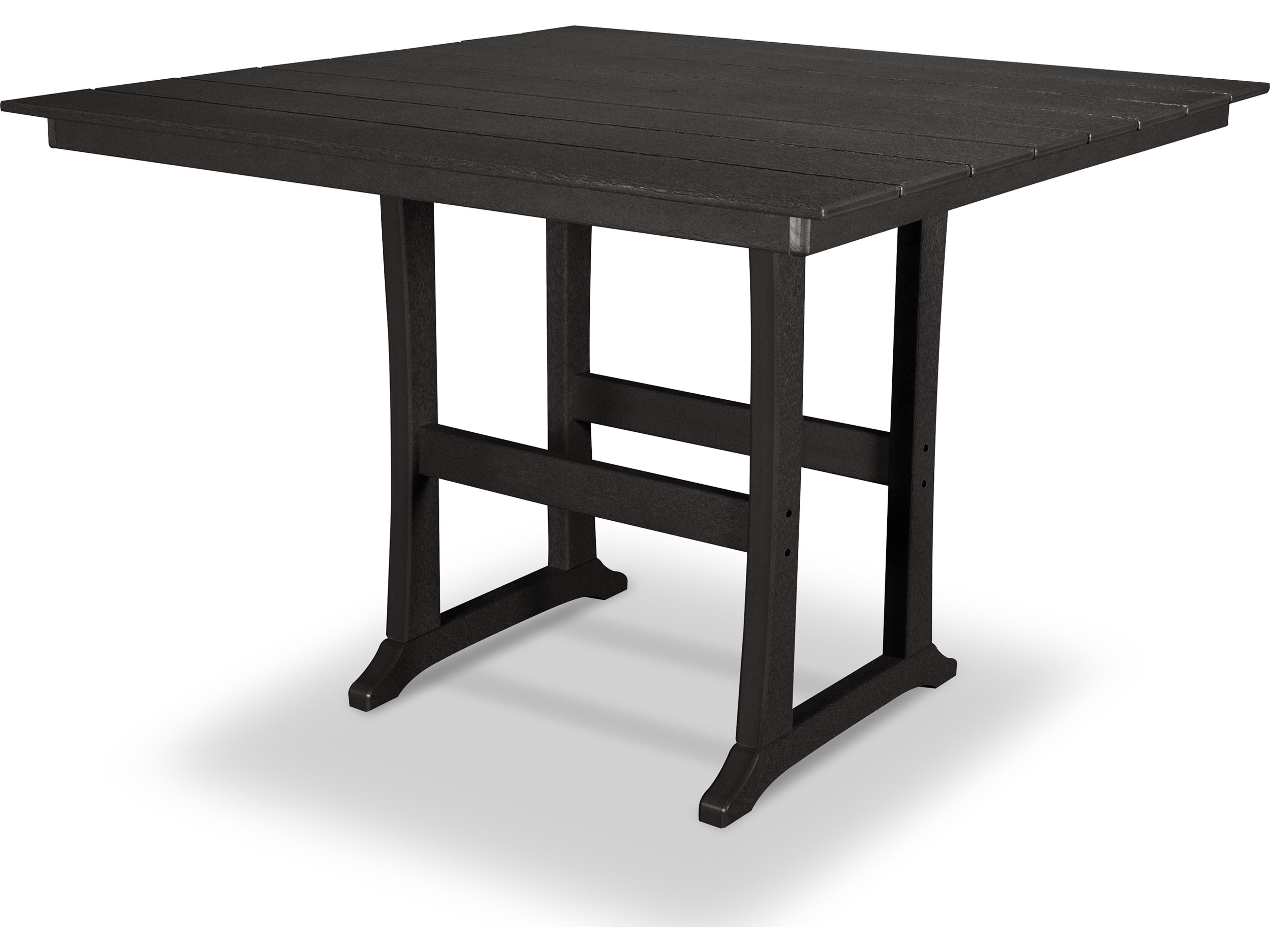 Trex® Outdoor Furniture™ Farmhouse Trestle Recycled Plastic Square Bar Table with Umbrella Hole