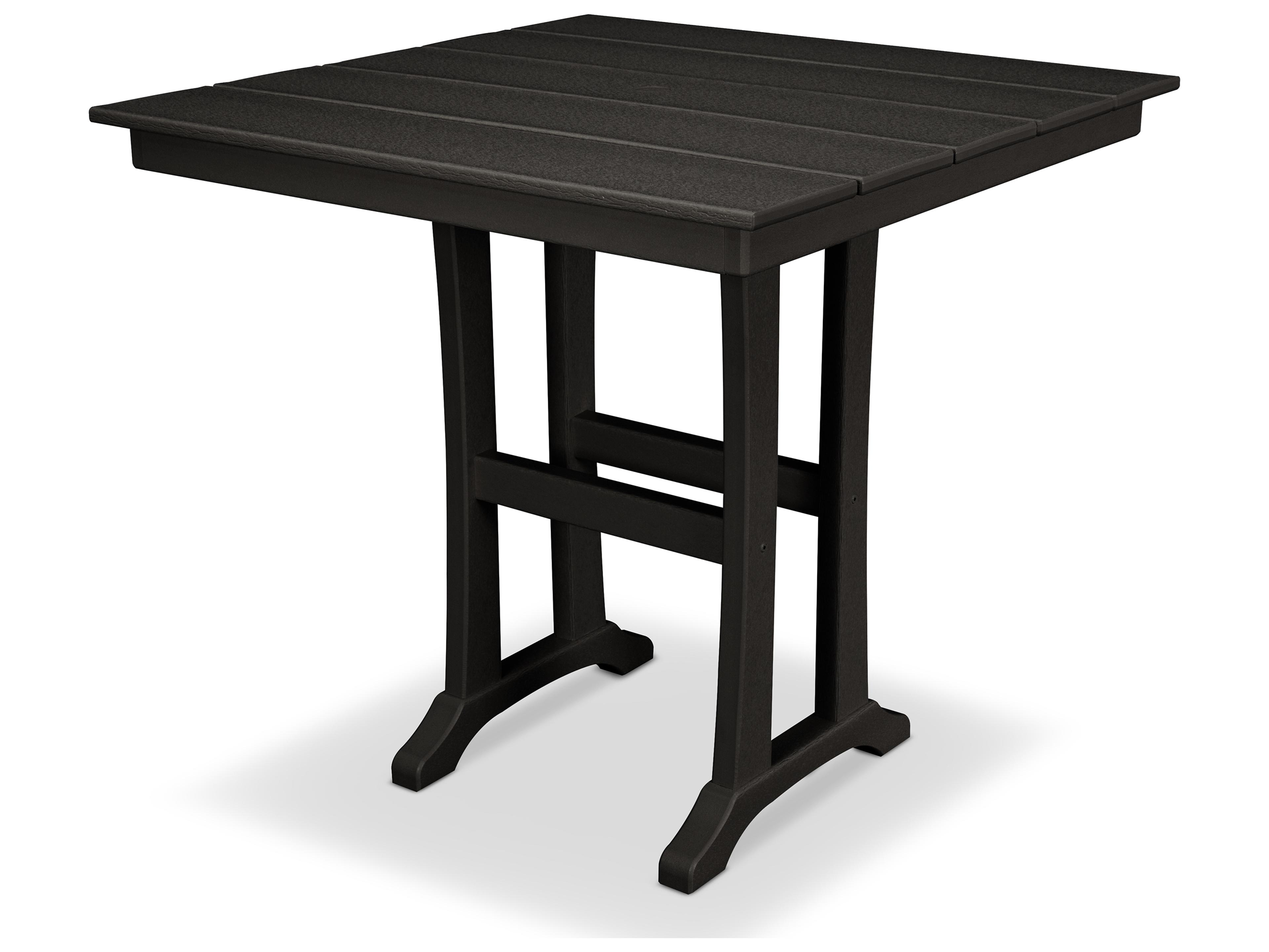 Trex® Outdoor Furniture™ Farmhouse Trestle Recycled Plastic Square Counter Table with Umbrella Hole