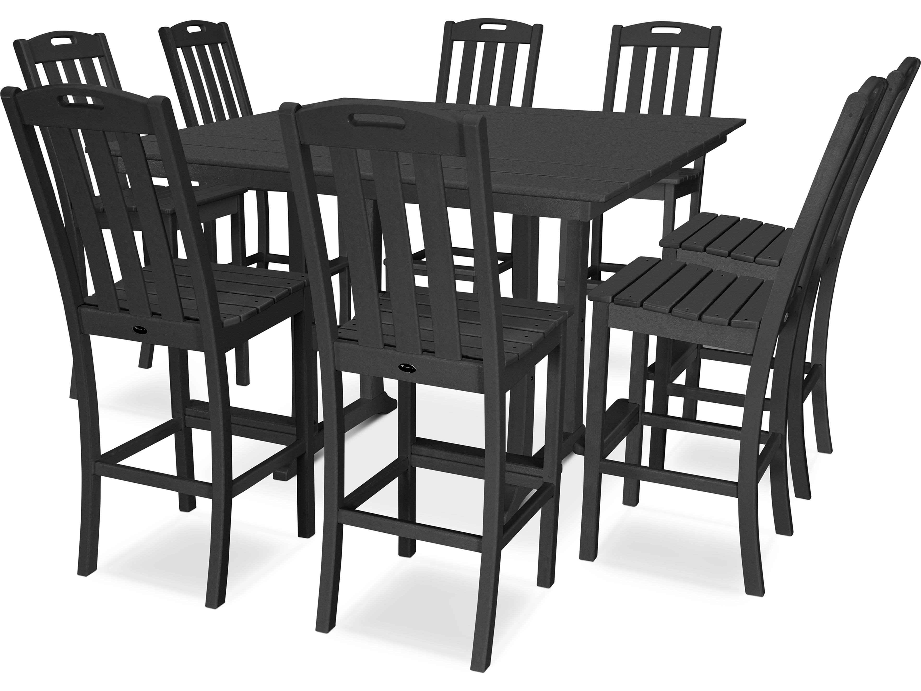 Trex® Outdoor Furniture™ Yacht Club Recycled Plastic 9 Piece Farmhouse Trestle Bar Set