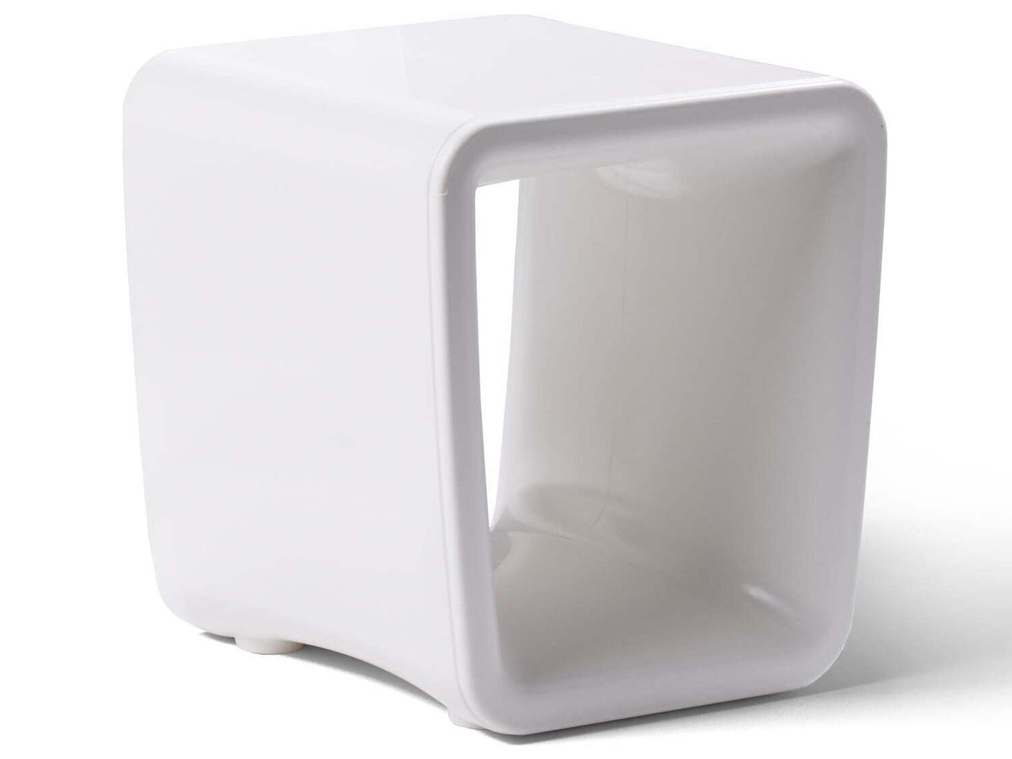Tupelo Goods Loop Marine Grade Polyethylene Square End Table in Highcloud White