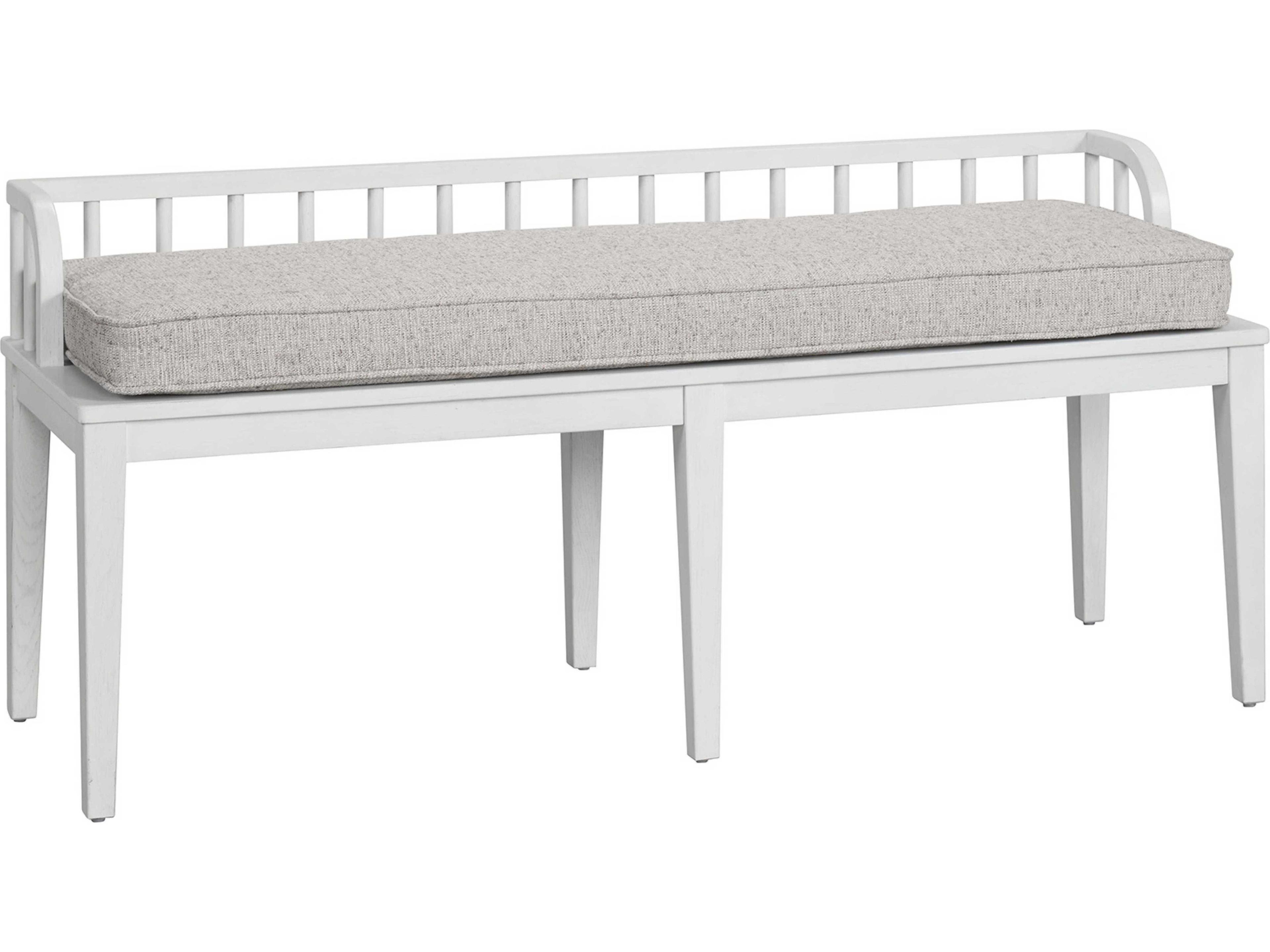 Universal Furniture Modern Farmhouse Coconut Metal Picket Fence White Upholstered Accent Bench