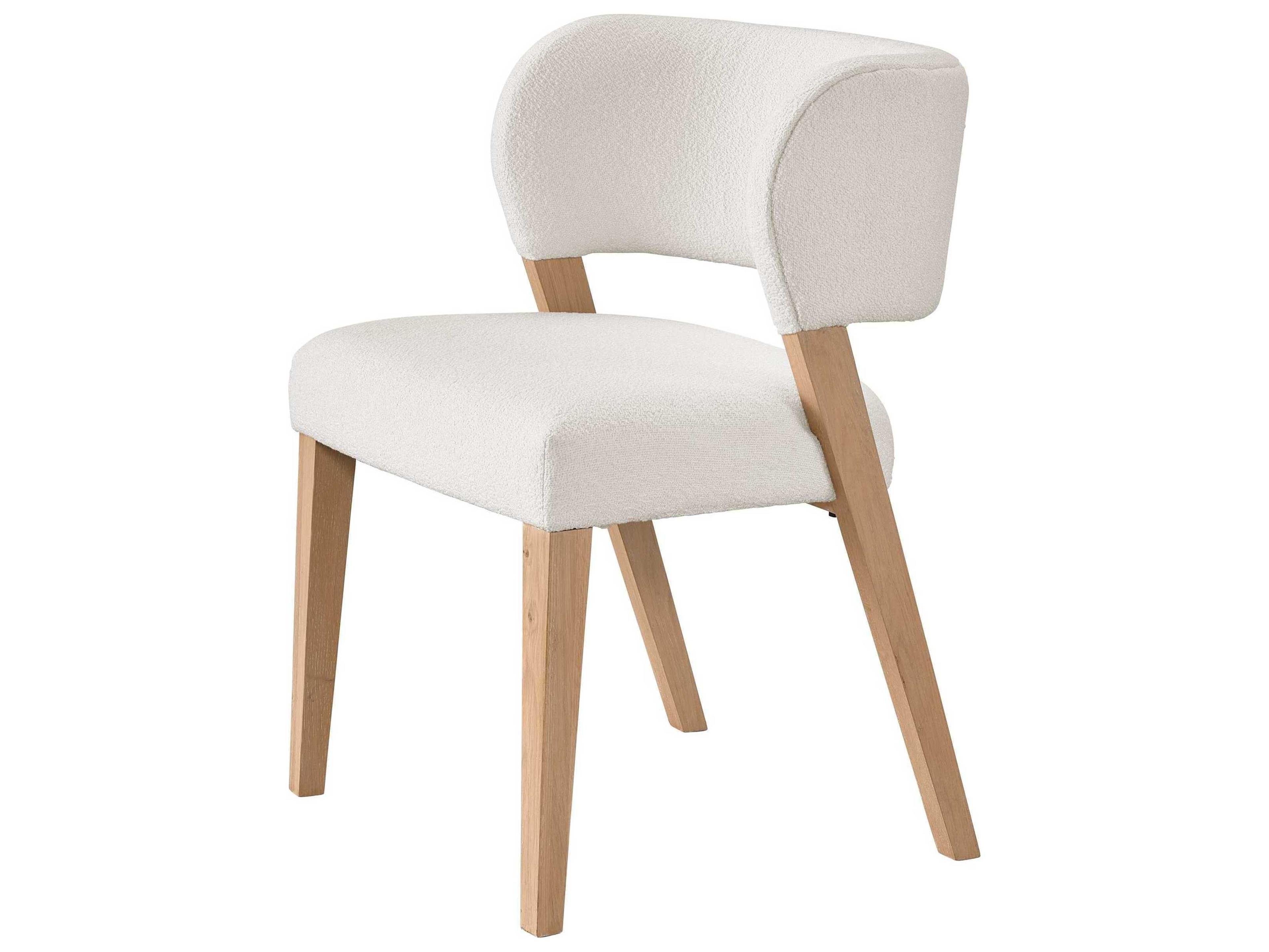 Universal Furniture Nomad Prier Oak Wood White Upholstered Side Dining Chair