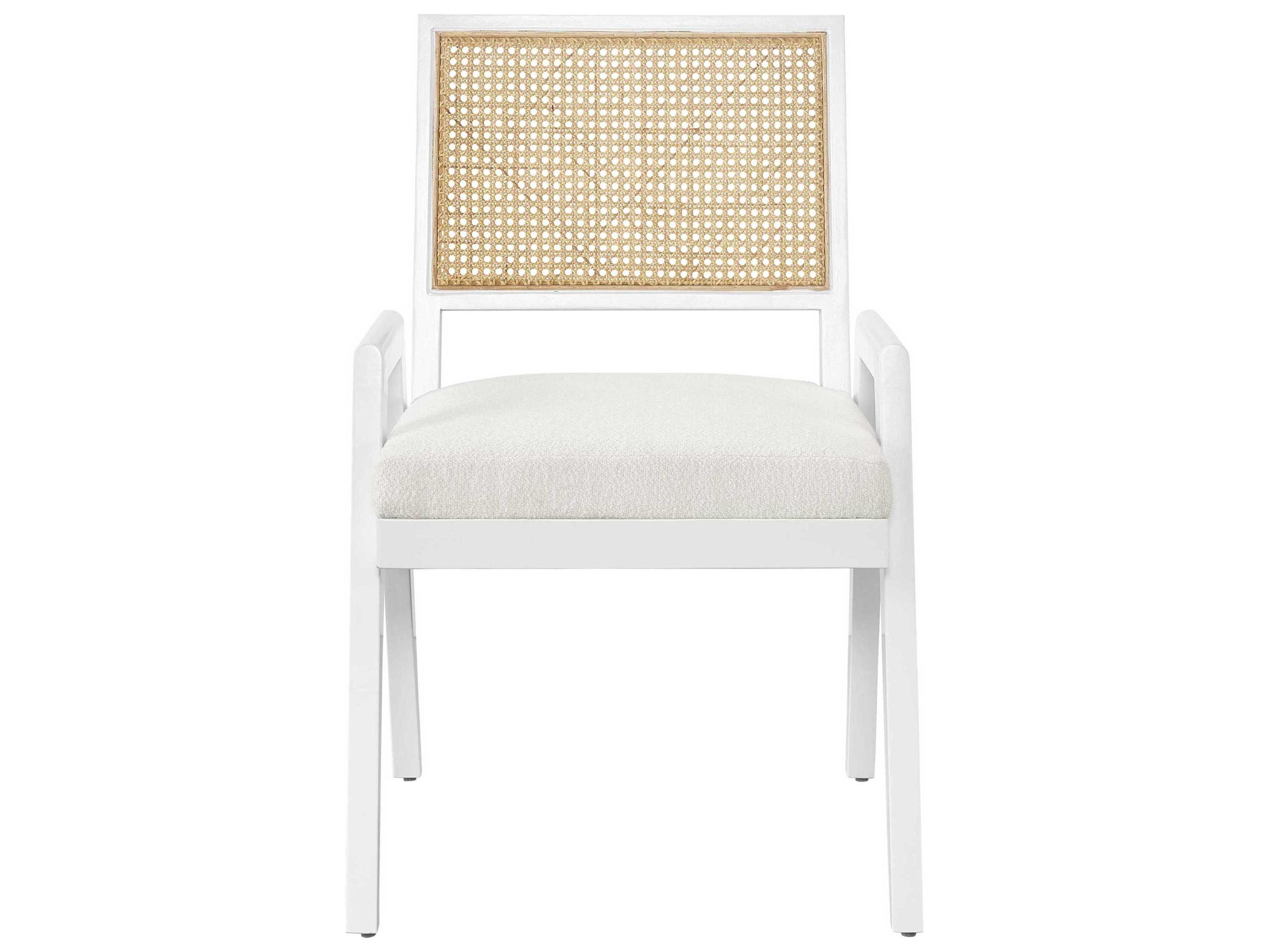 Universal Furniture Nomad Sonora Solid Wood White Upholstered Arm Dining Chair