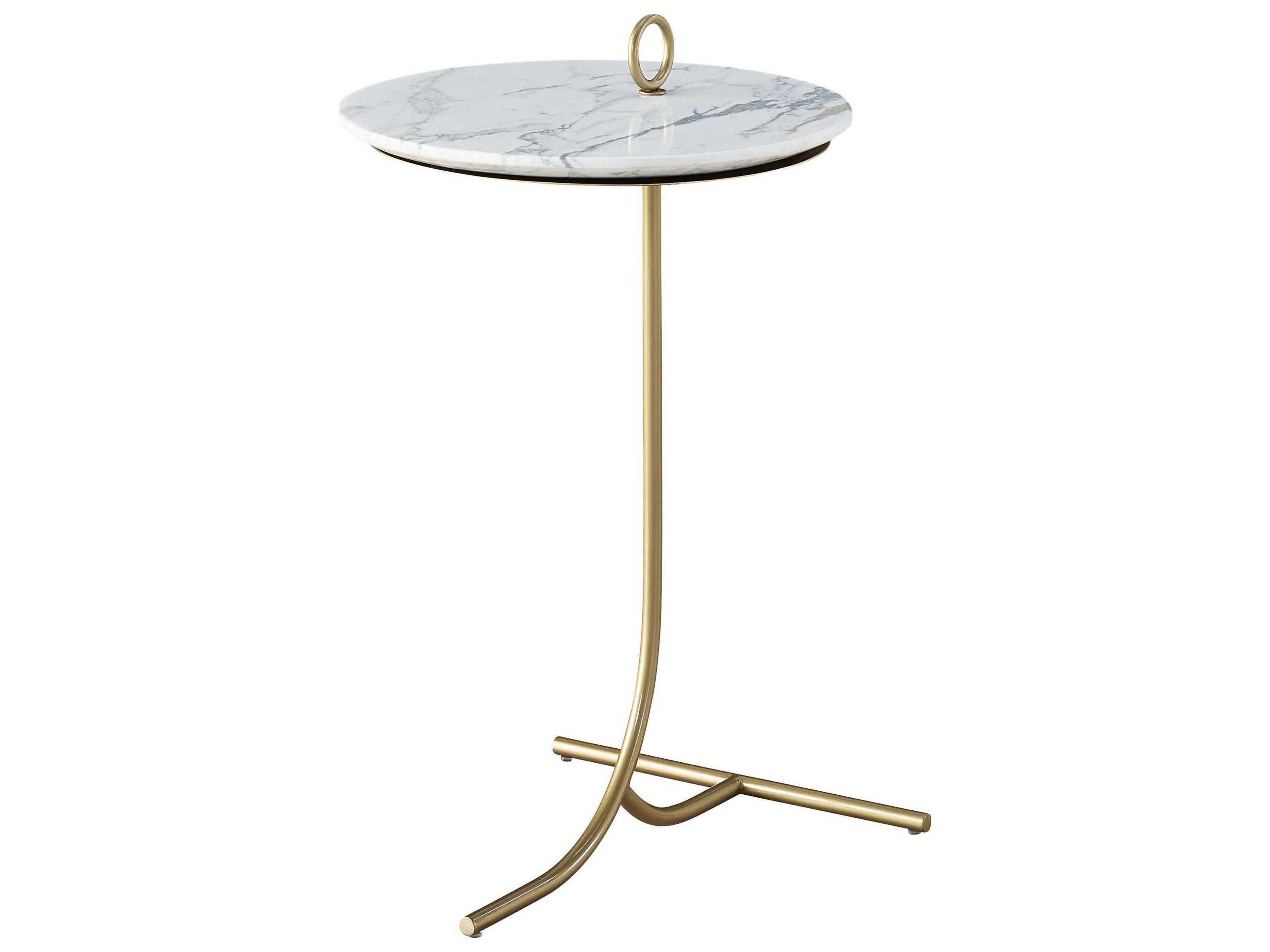 Universal Furniture Tranquility Round Carrara Stone Soft Gold End Table