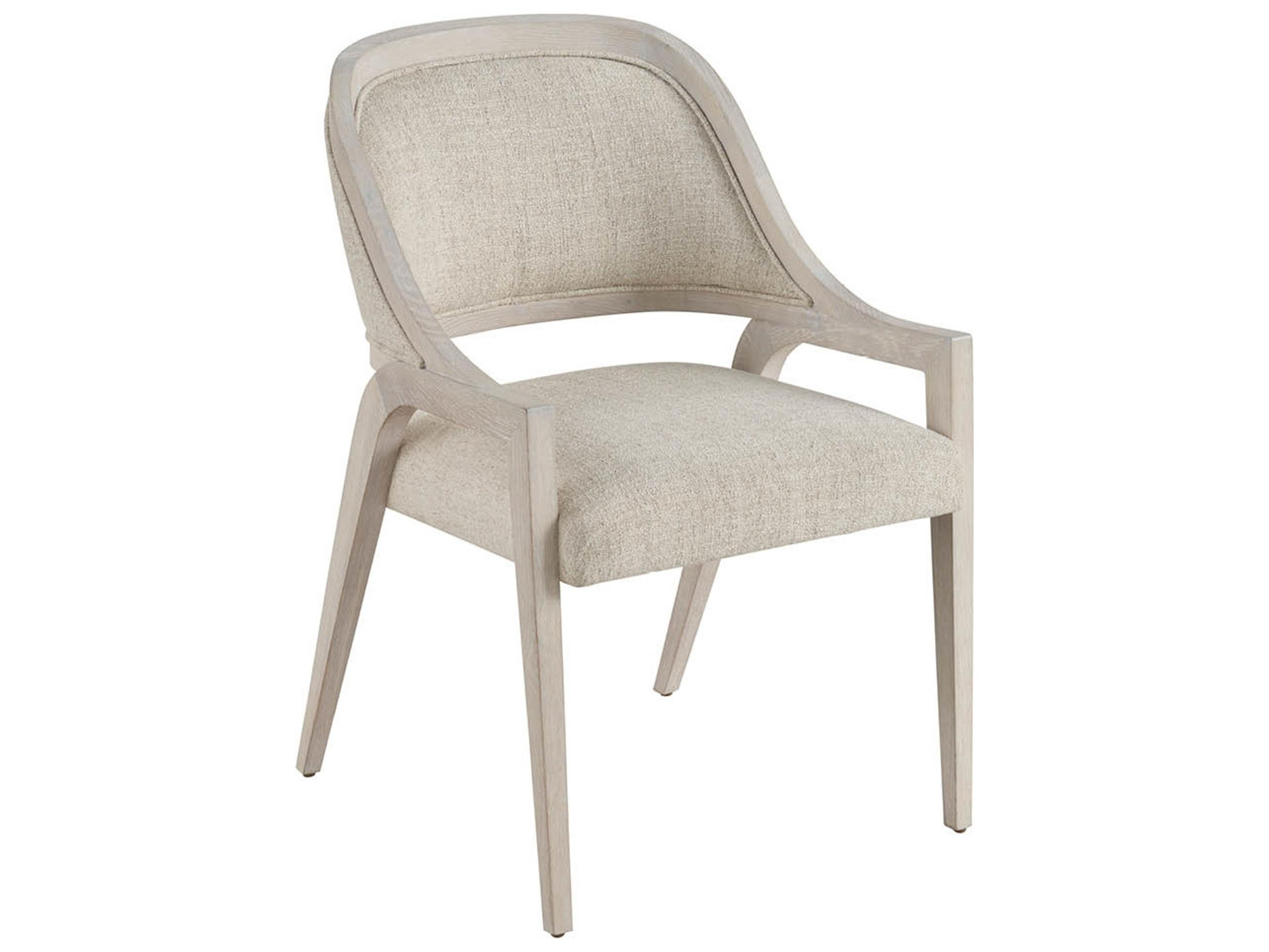 Universal Furniture Avaline Oak Wood White Upholstered Arm Dining Chair