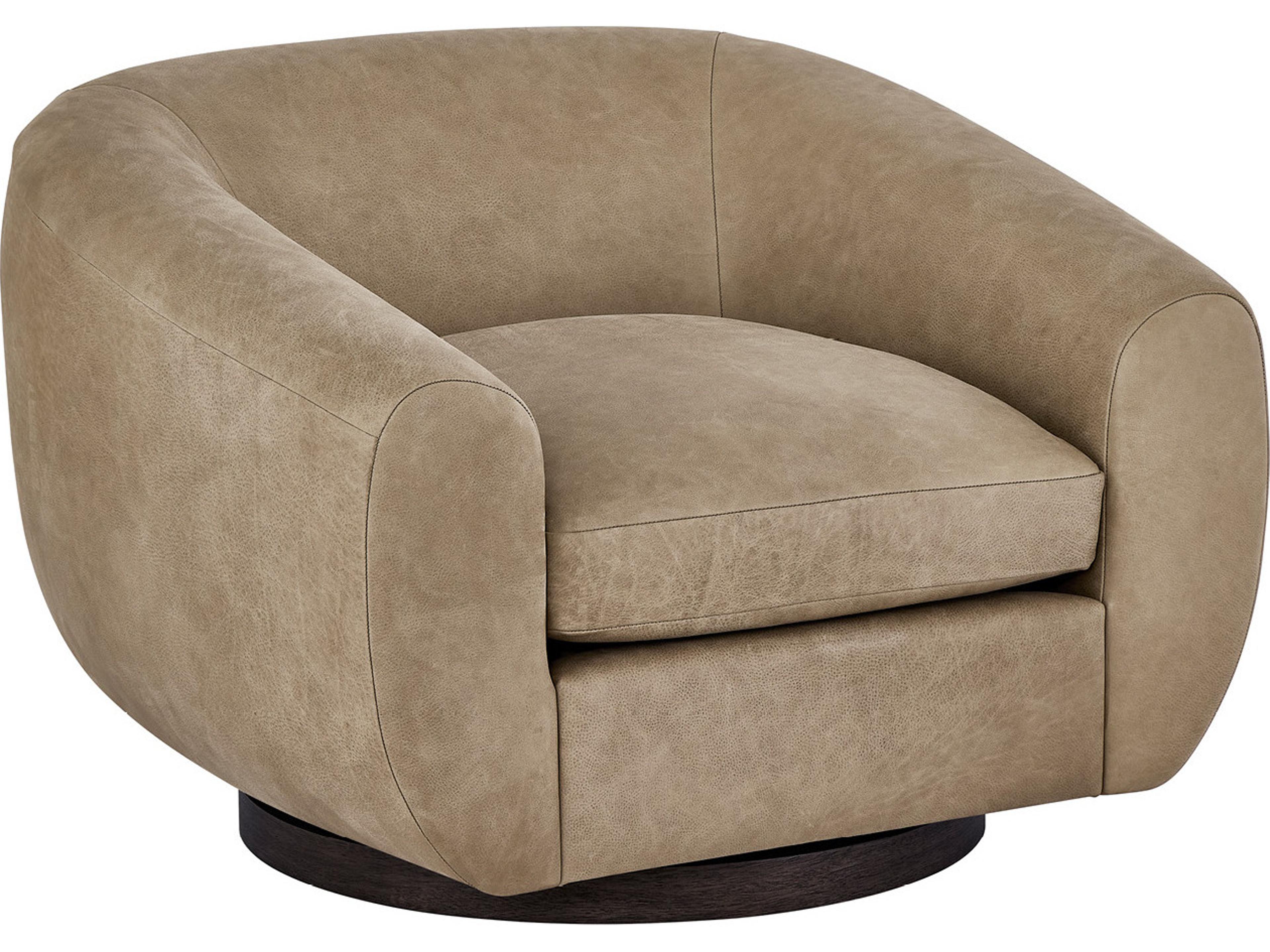 Universal Furniture Fitz Swivel Tan Leather Club Chair