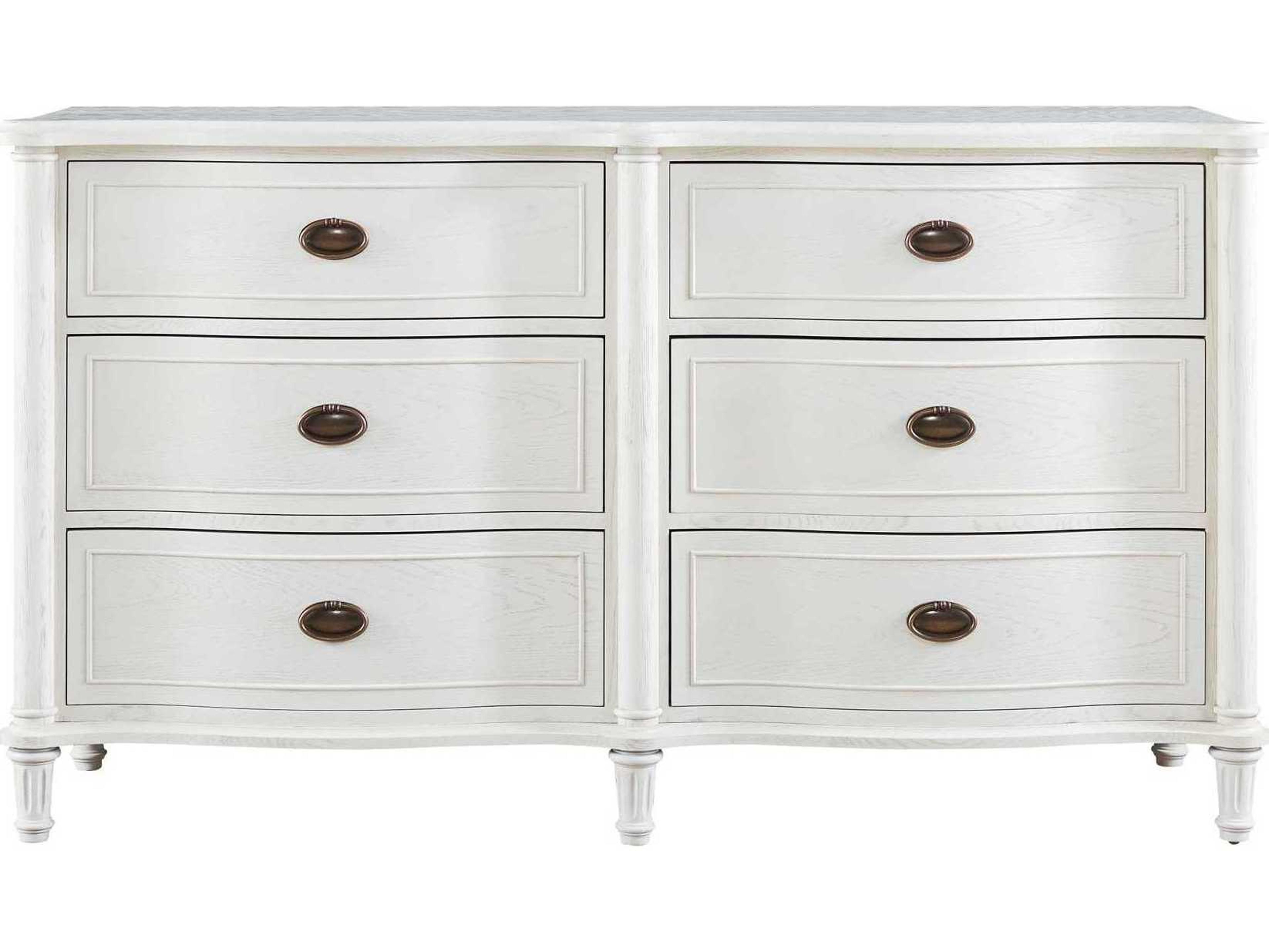Universal Furniture Curated Amity 6-Drawers White Cedar Wood Double Dresser