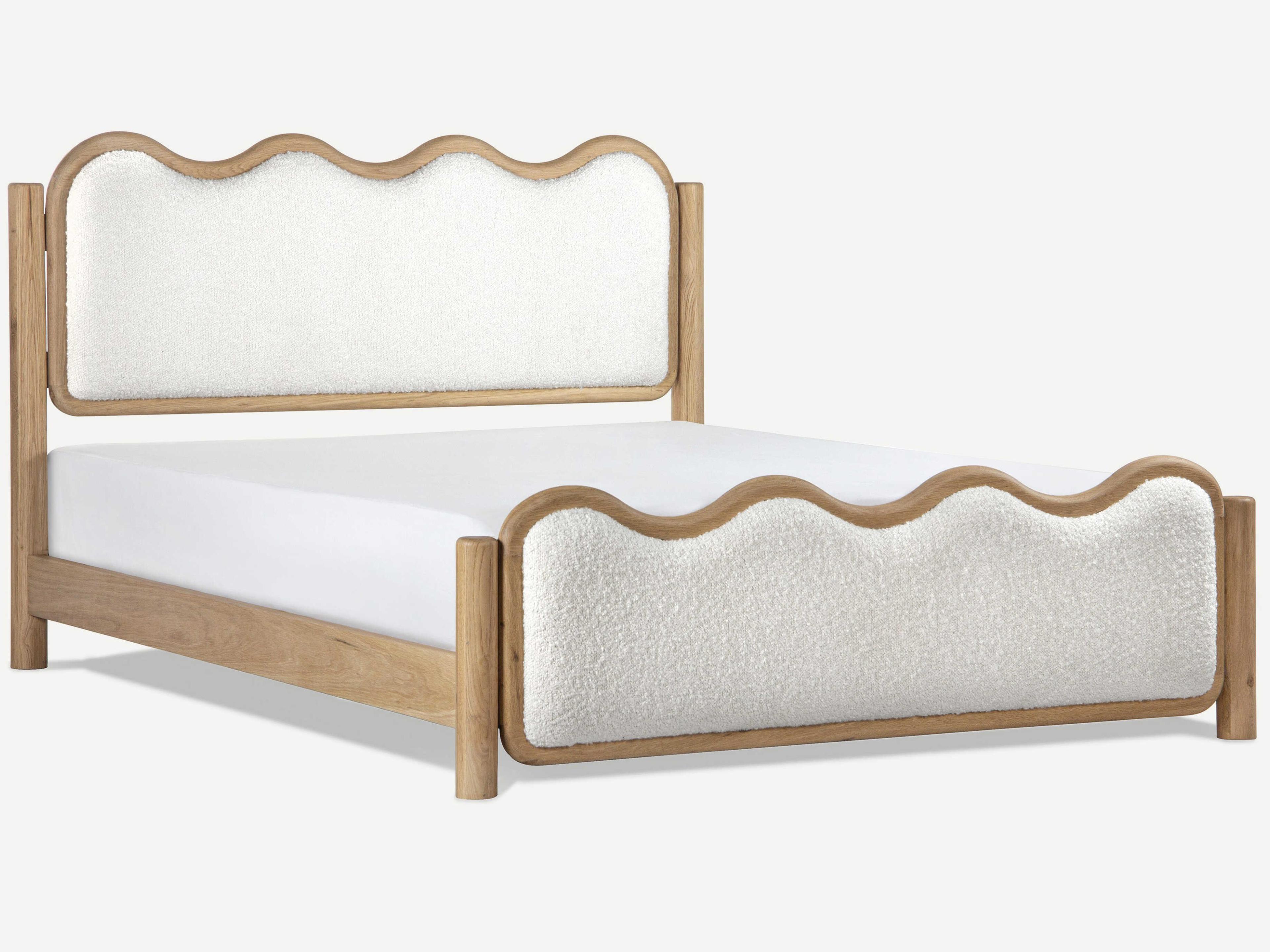 Union Home Swirl Natural Oak Wood Upholstered King Panel Bed