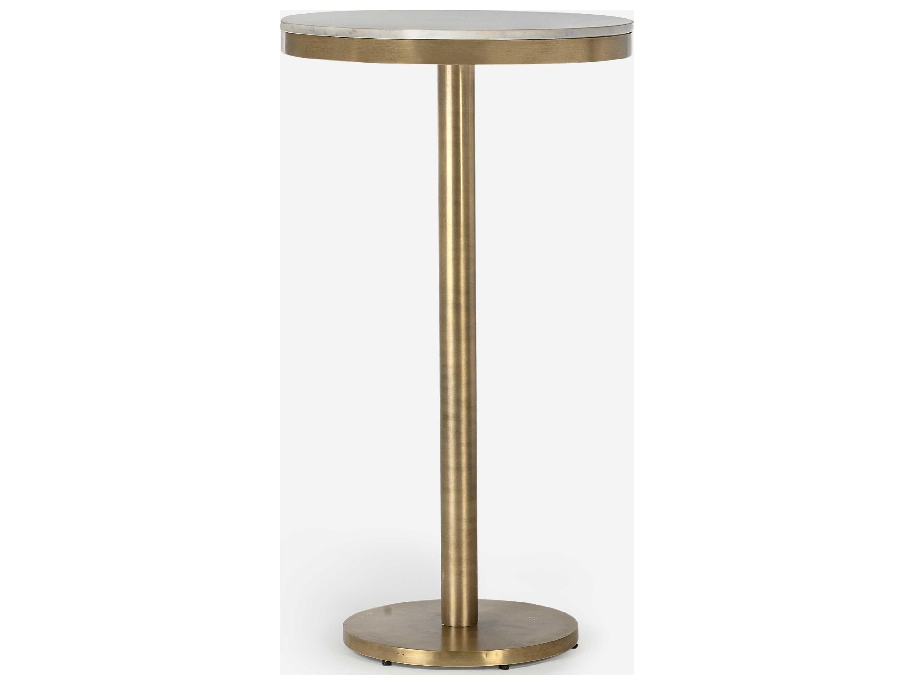 Shay Antique Brass Round Marble Bar Table