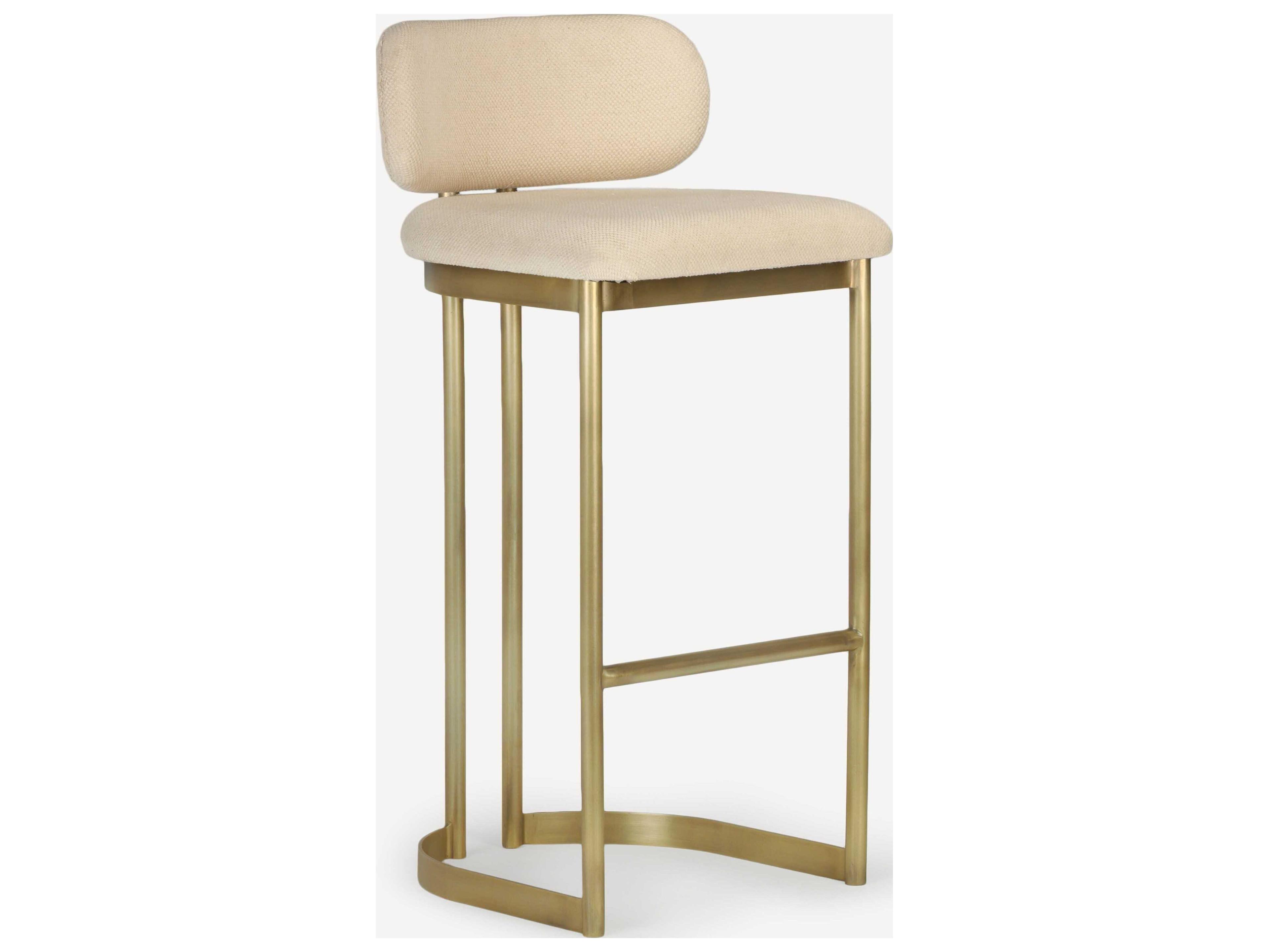 Shay Antique Brass Upholstered Bar Stool