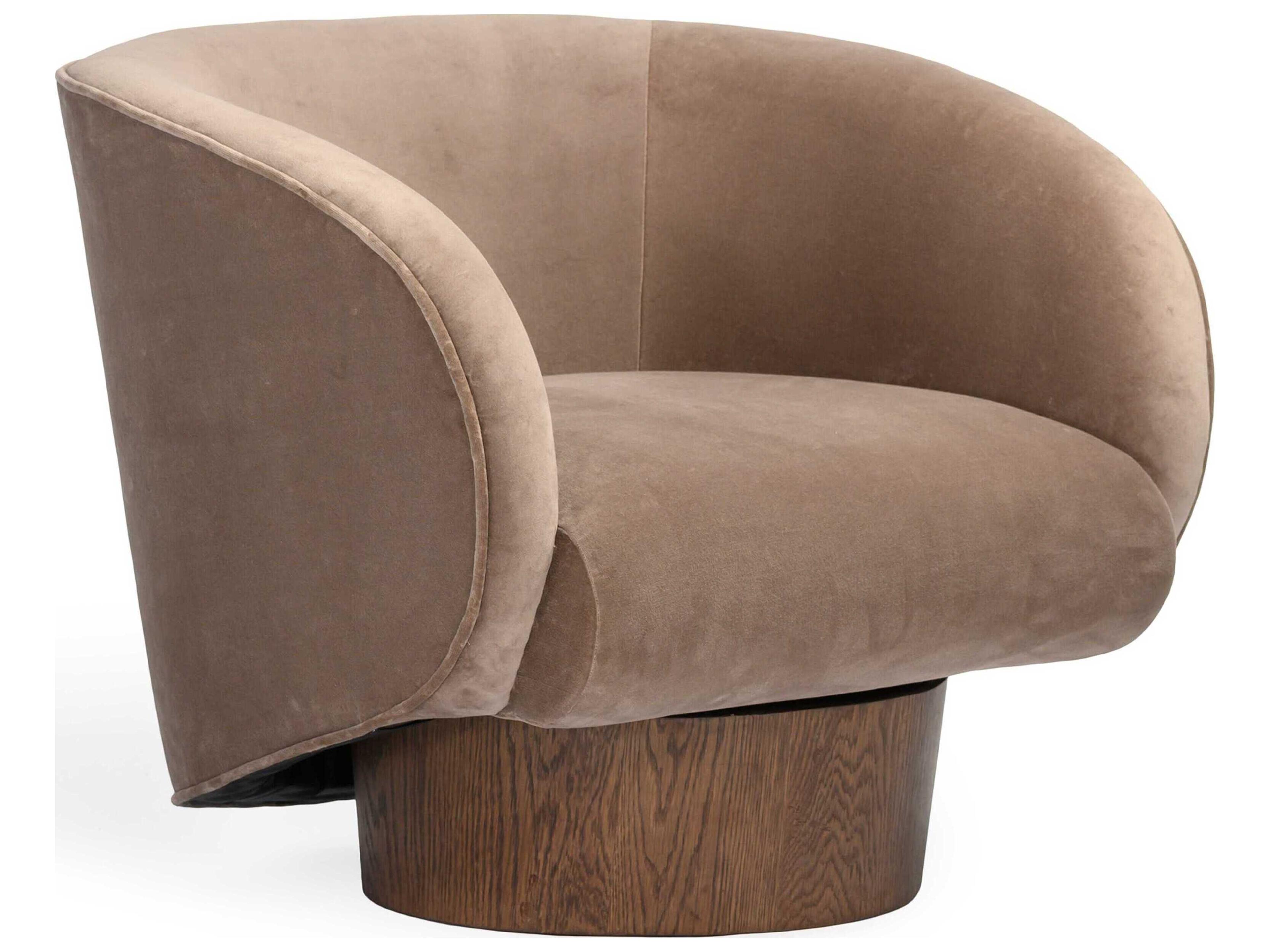 Rotunda Swivel Brown Velvet Accent Chair