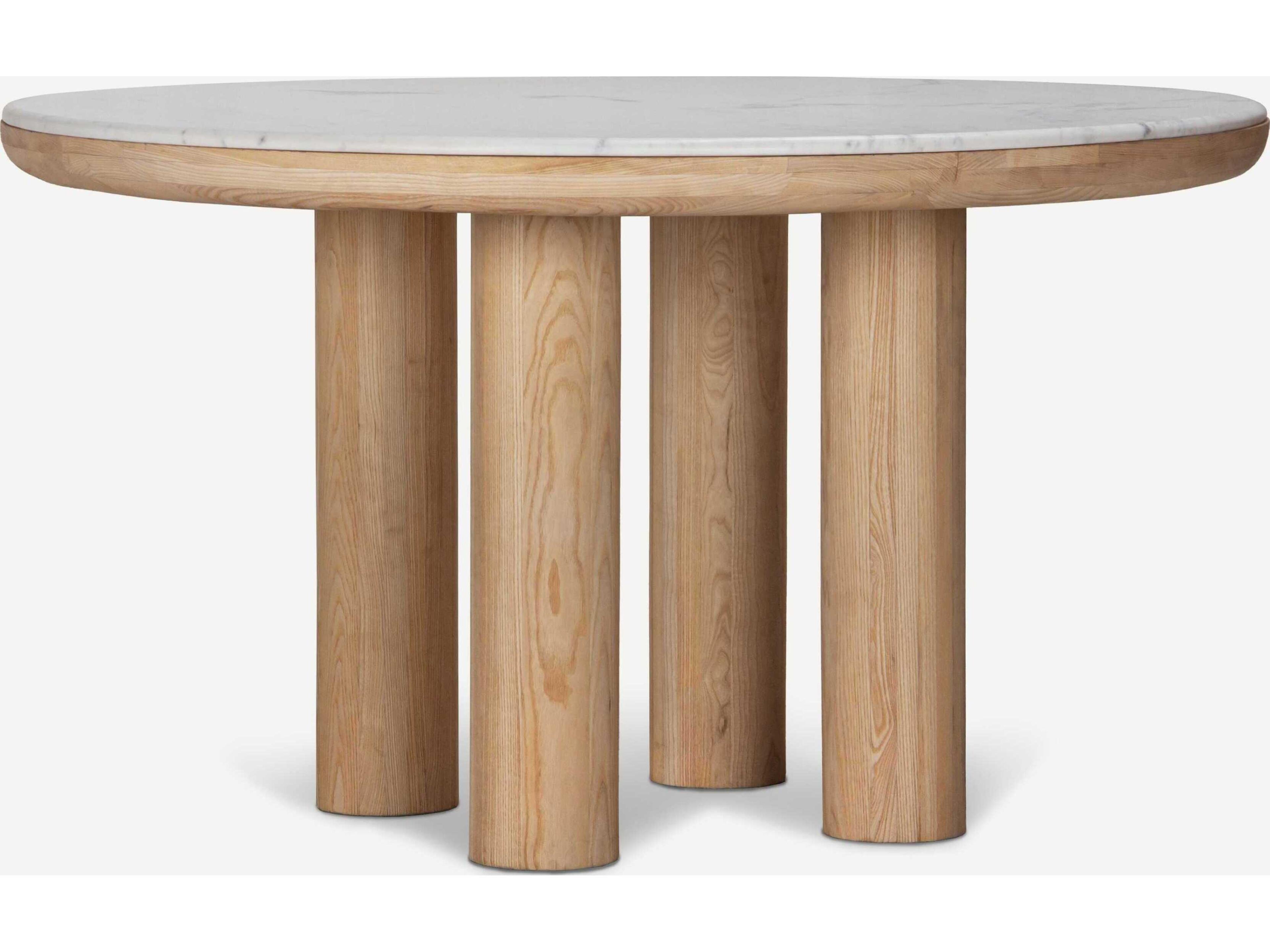 Union Home Pillar Round Marble Calm Nature Dining Table