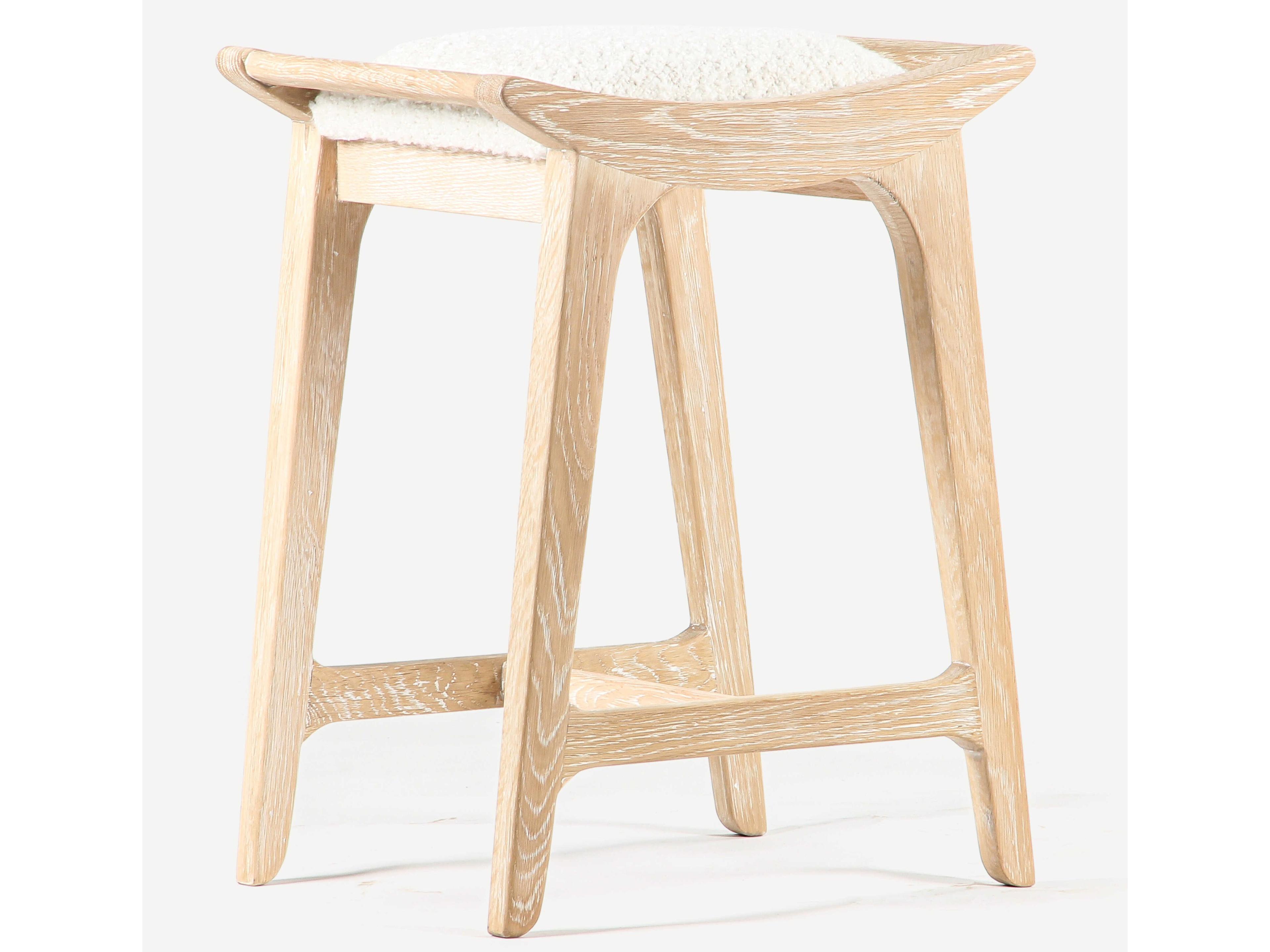 Porter Cerused Oak Upholstered Wood Counter Stool