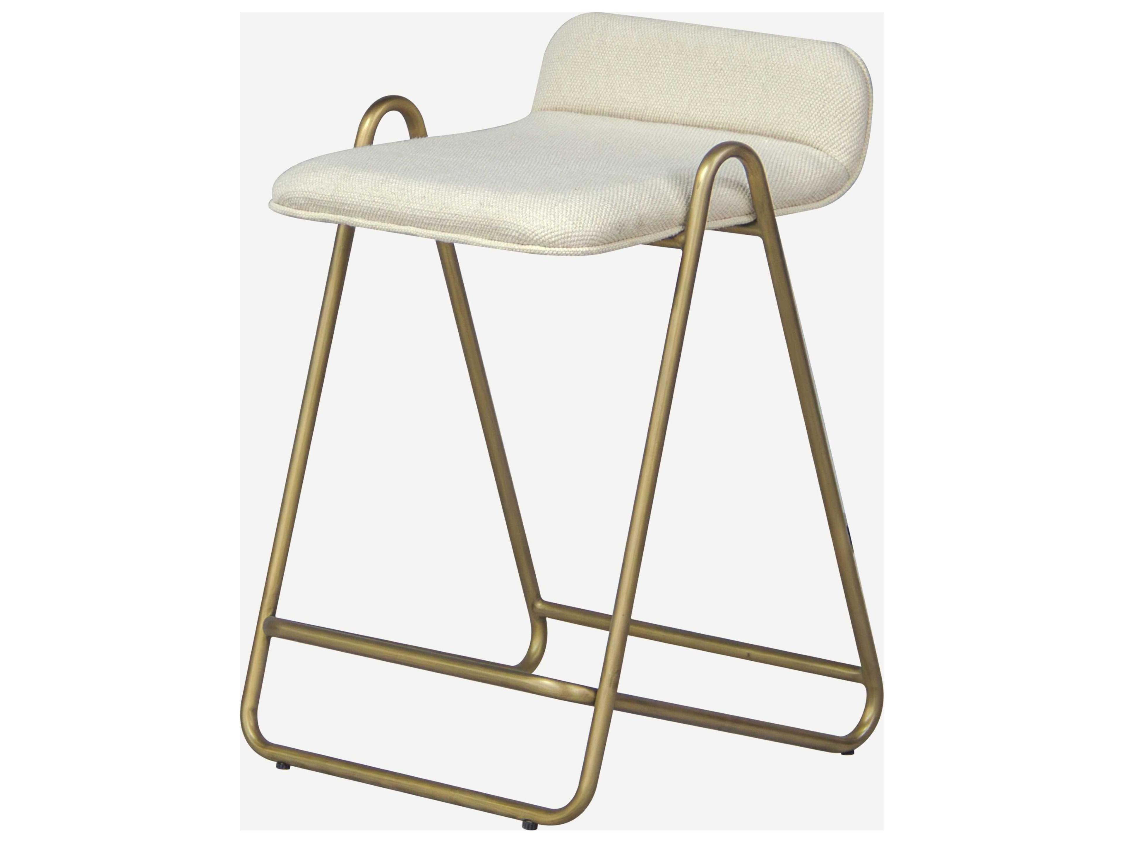 Corsica Antique Brass Upholstered Counter Stool