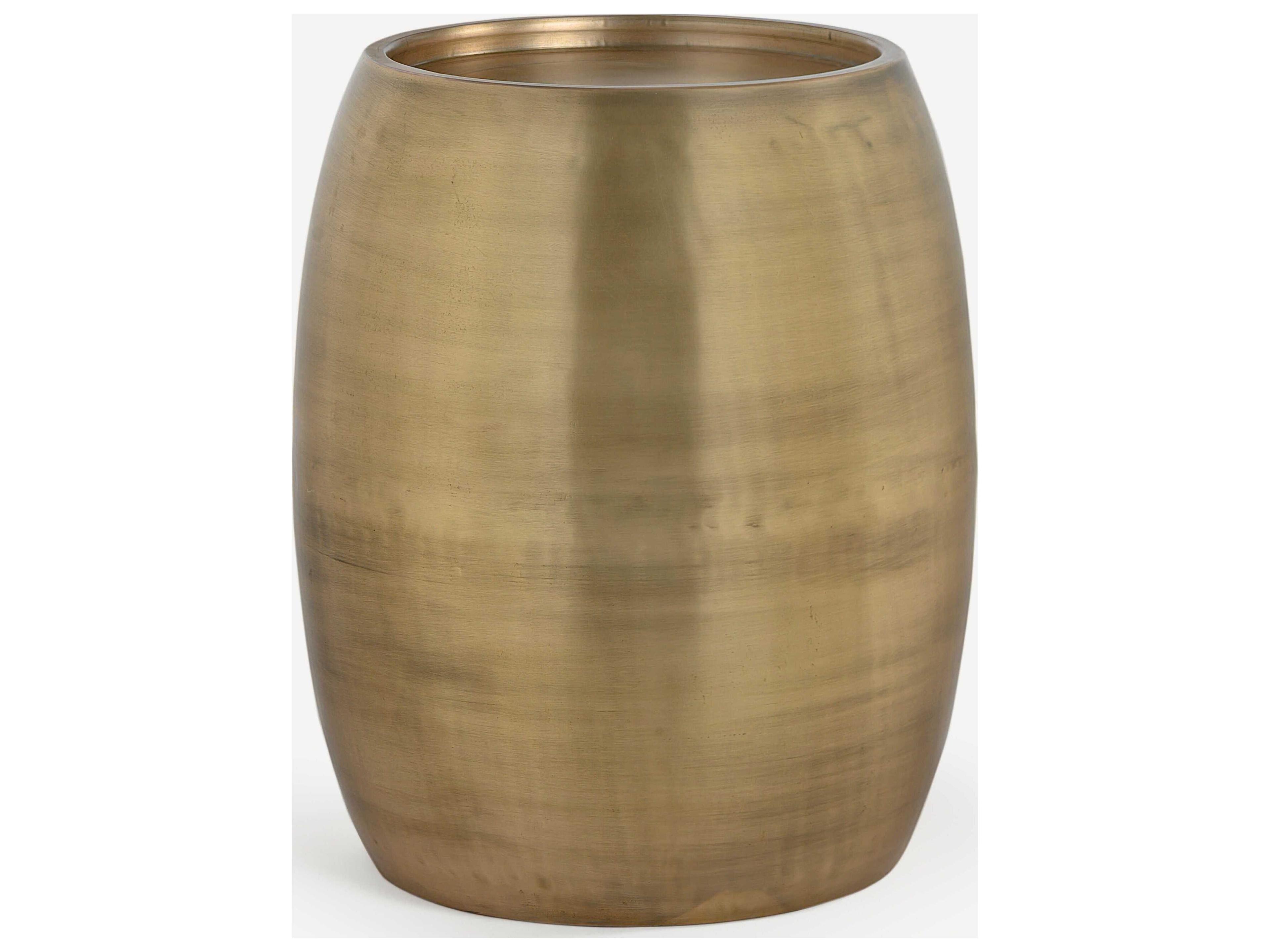 Union Home Pebble Round Metal Antique Brass End Table