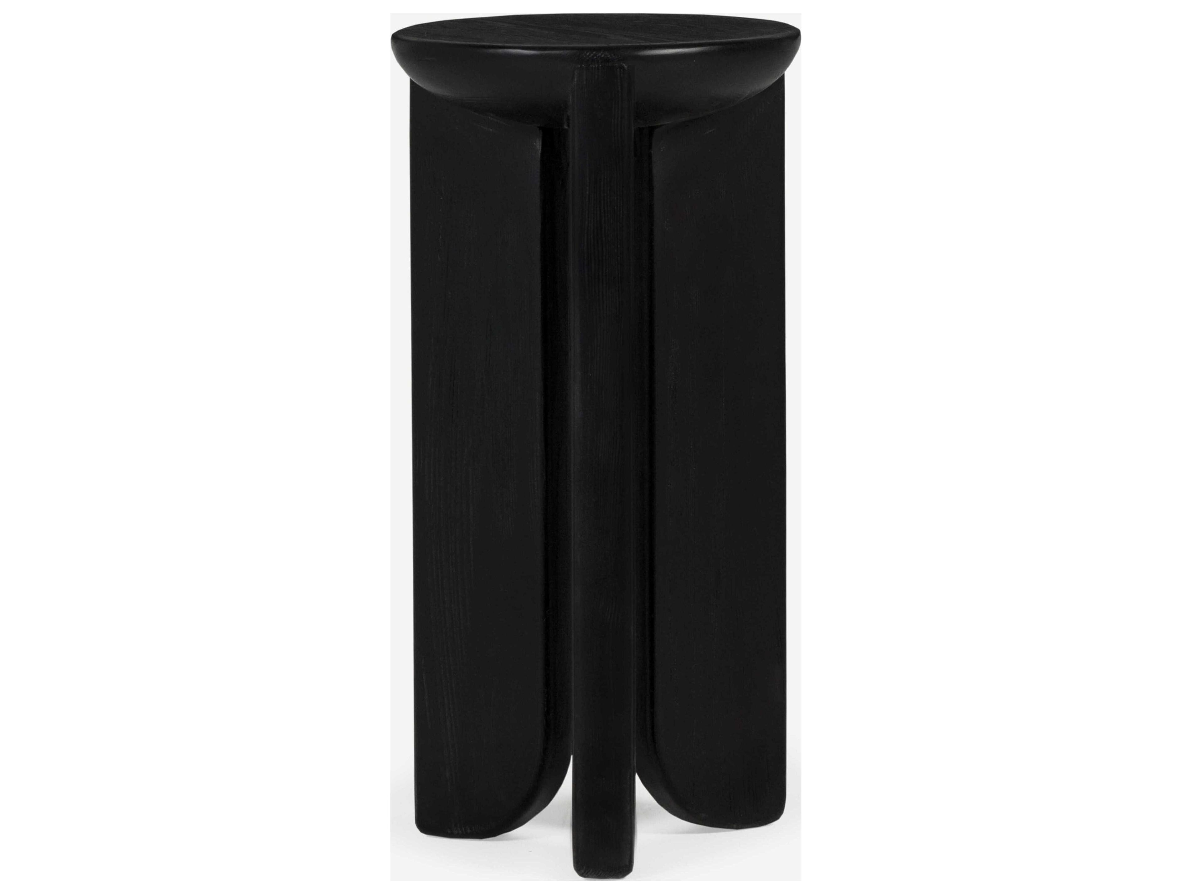 Union Home Hemi Round Wood Charcoal End Table