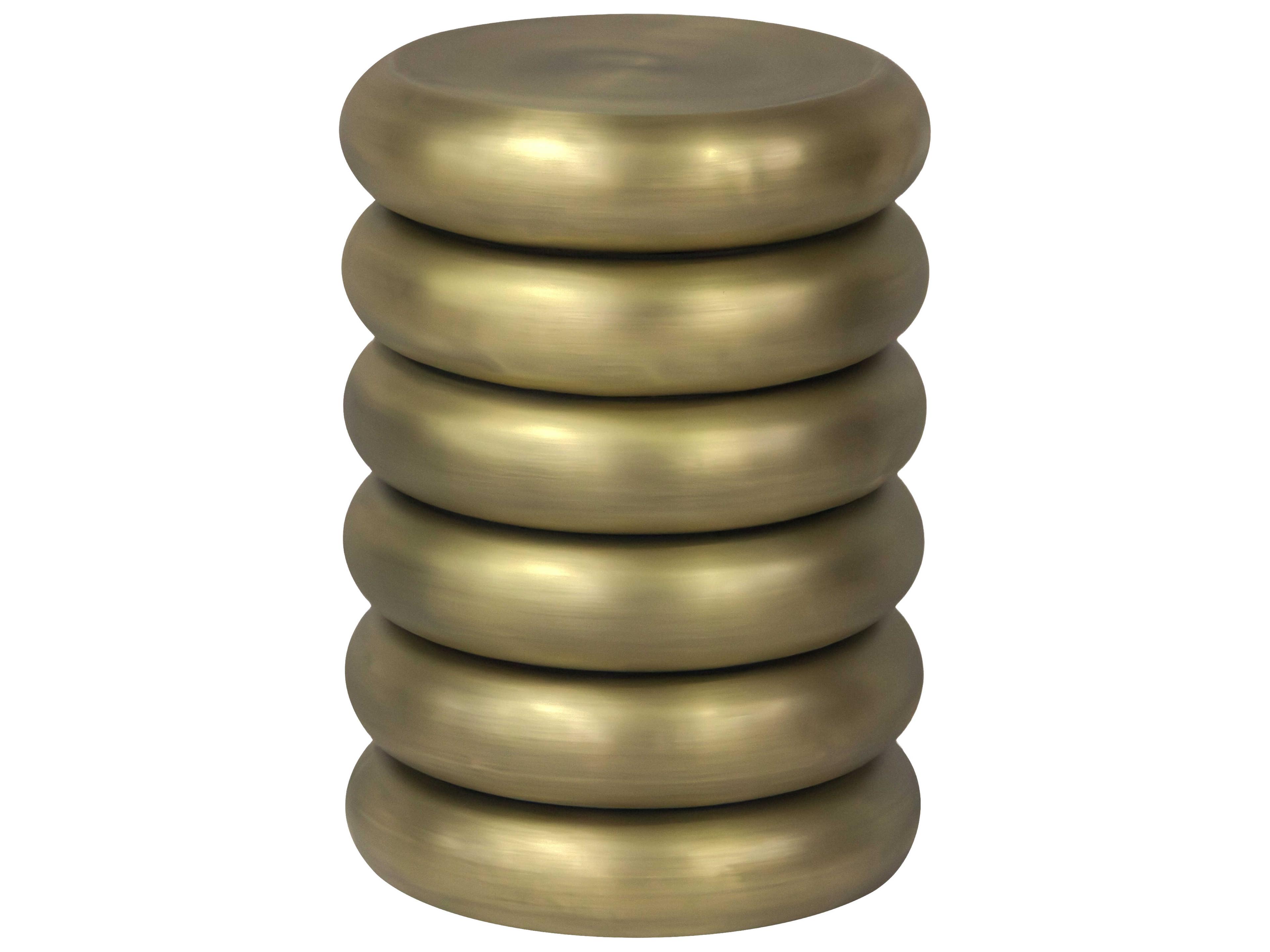 Union Home Hanson Round Metal Antique Brass End Table