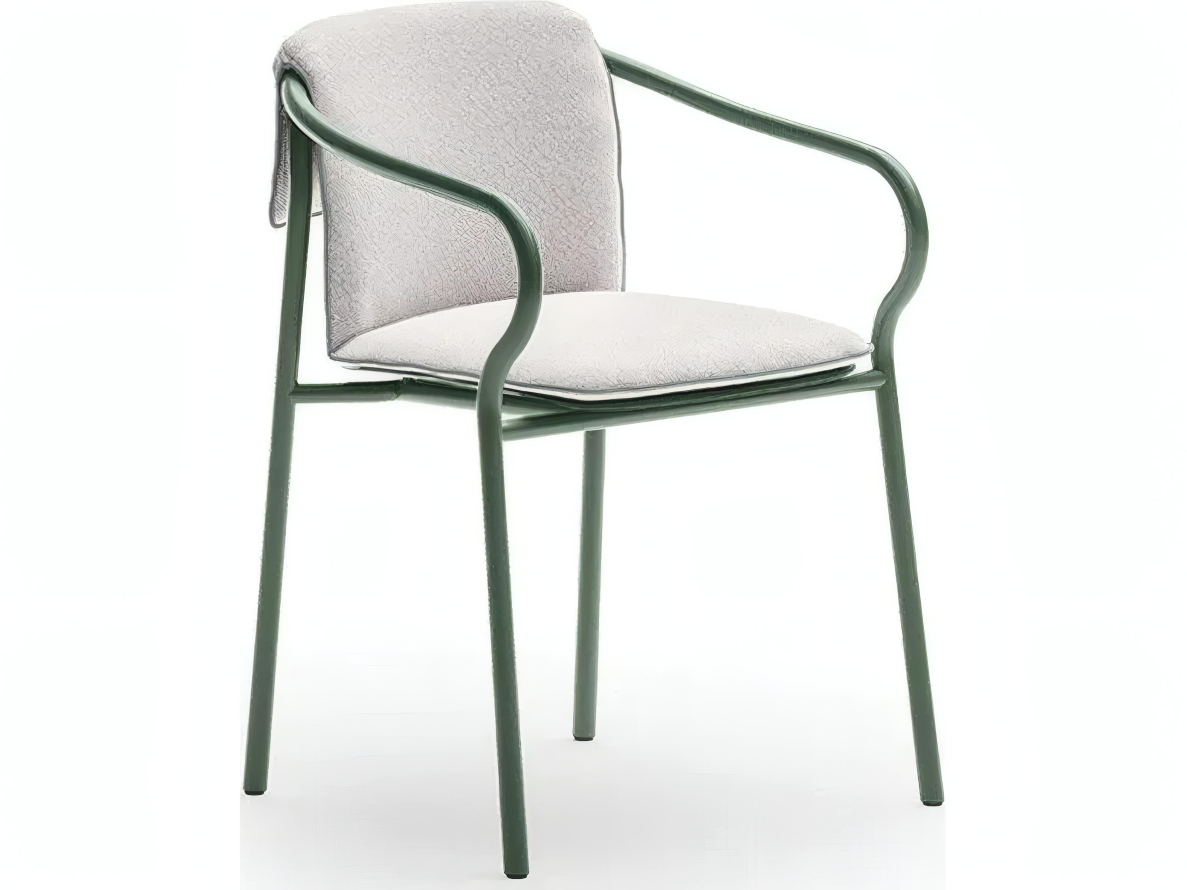 UnoPiu Salo Aluminum Sage Green Stackable Chair with Cushions
