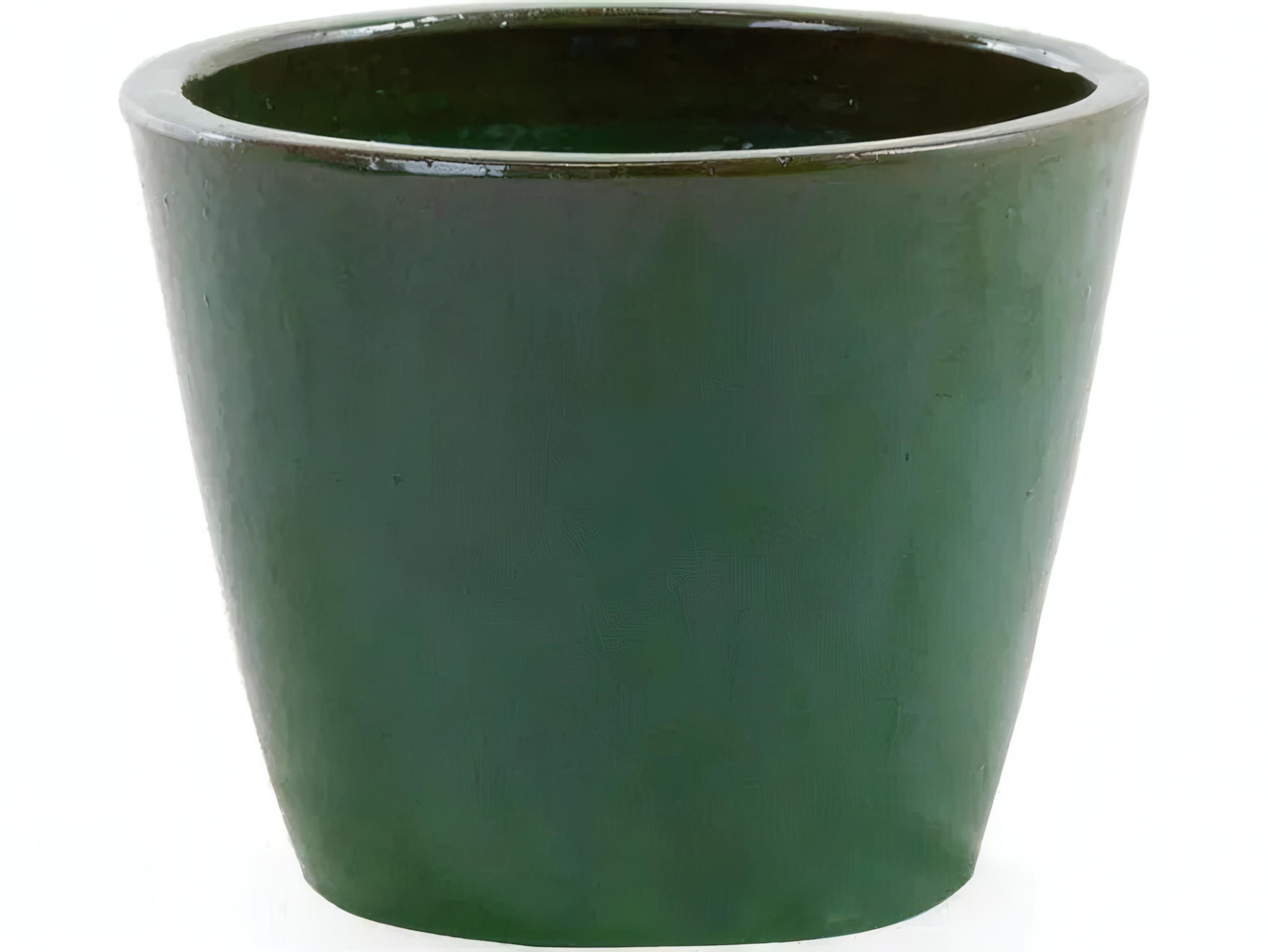 UnoPiu Vases Pot in Glazed Stoneware Olive Green