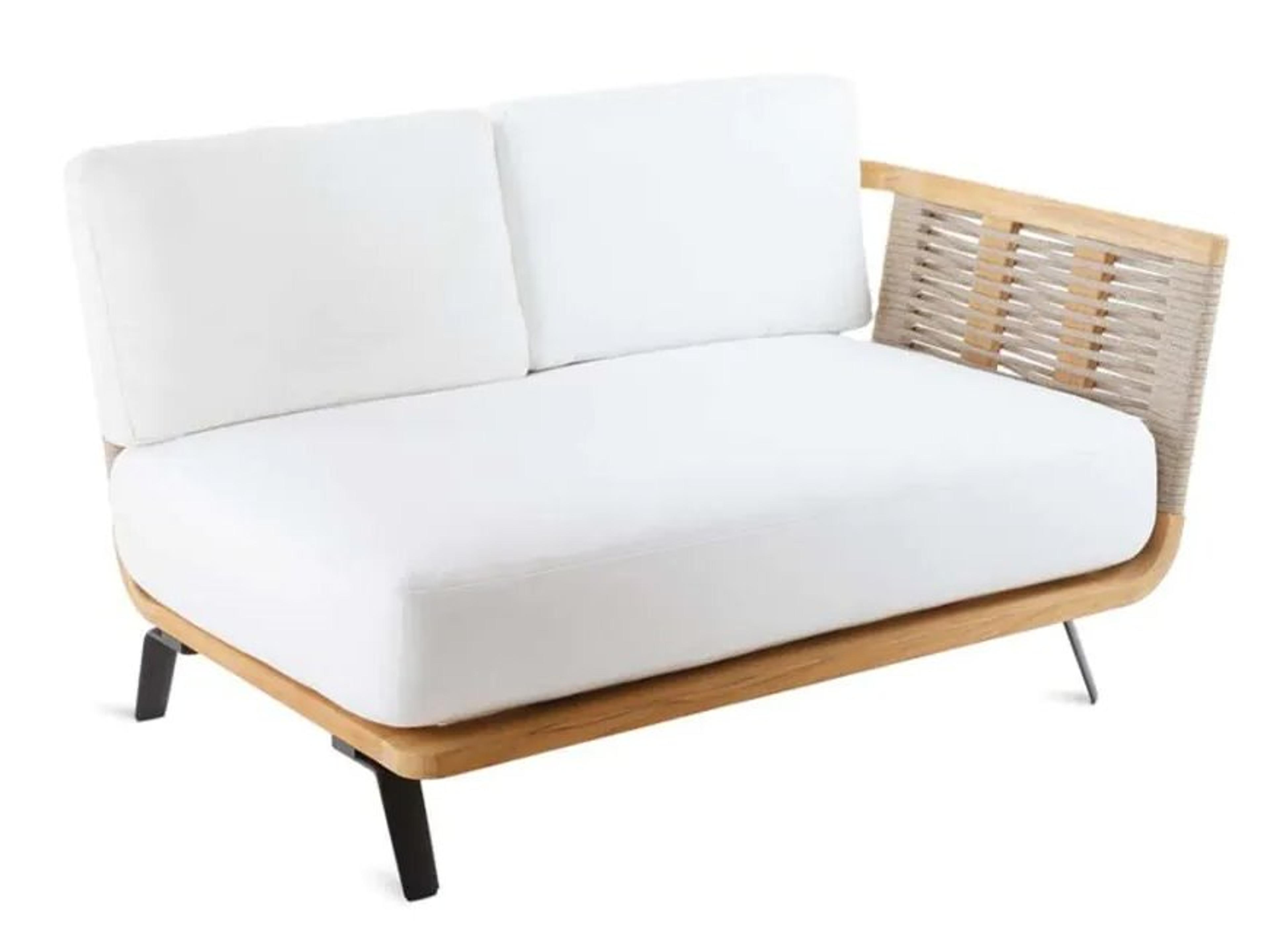 UnoPiu Welcome Teak Cord Left Corner Module Loveseat in Cushions