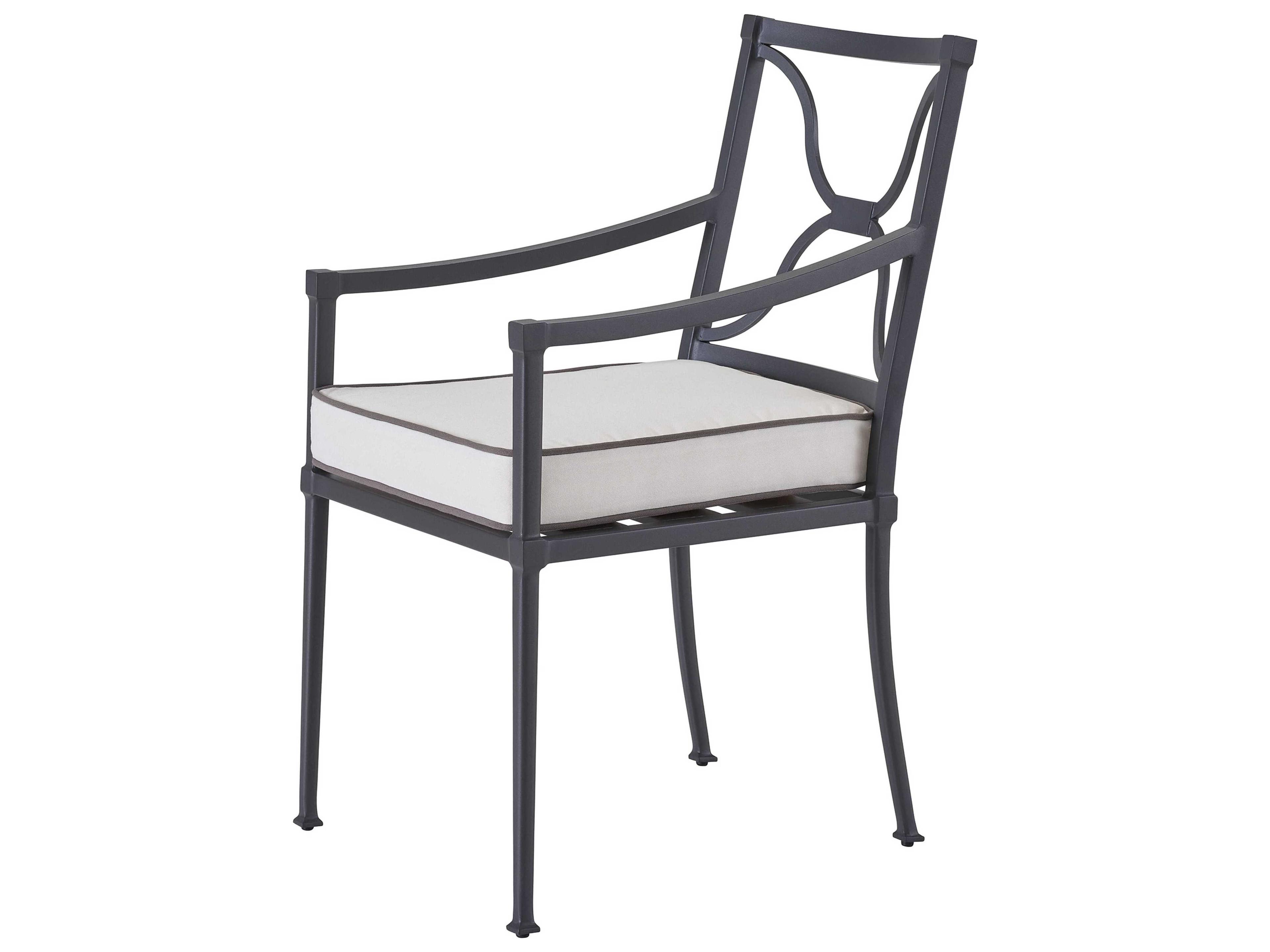 Coastal Living Outdoor Quick Ship Seneca Charcoal Aluminum Cushion Dining Chair