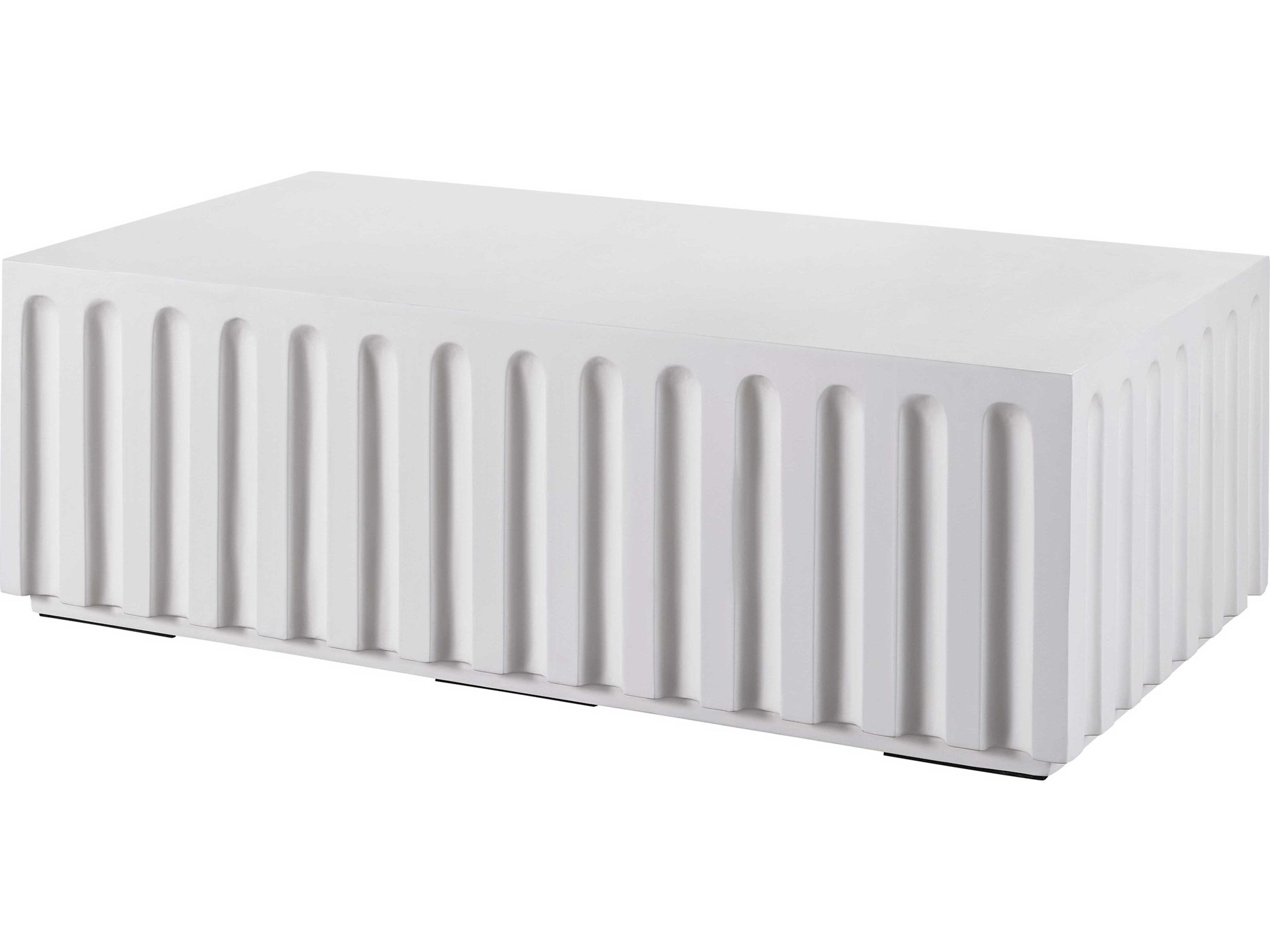 Coastal Living Outdoor Quick Ship Abaco White Concrete Rectangular Coffee Table