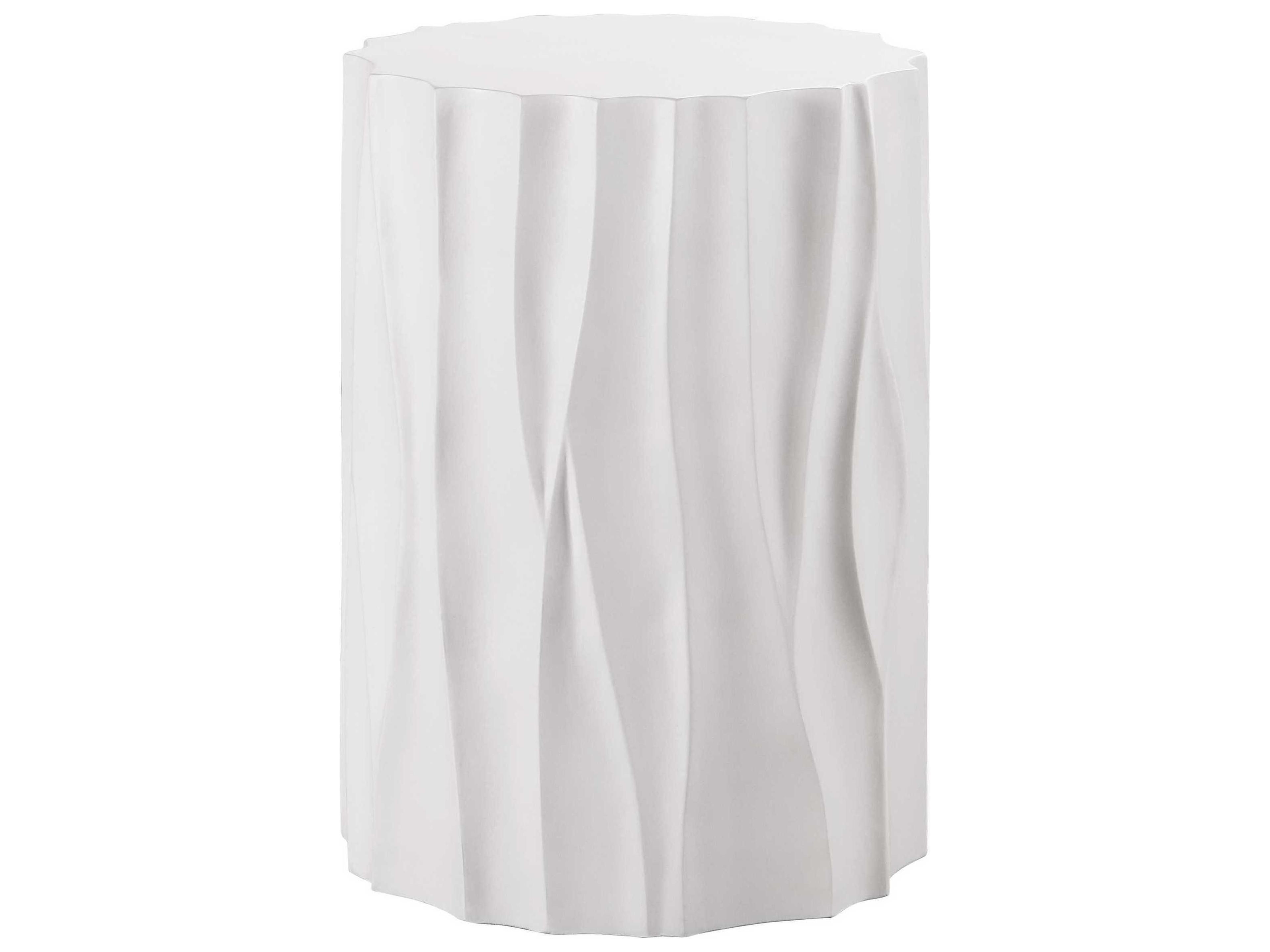 Coastal Living Outdoor Quick Ship Abaco White Concrete Round End Table