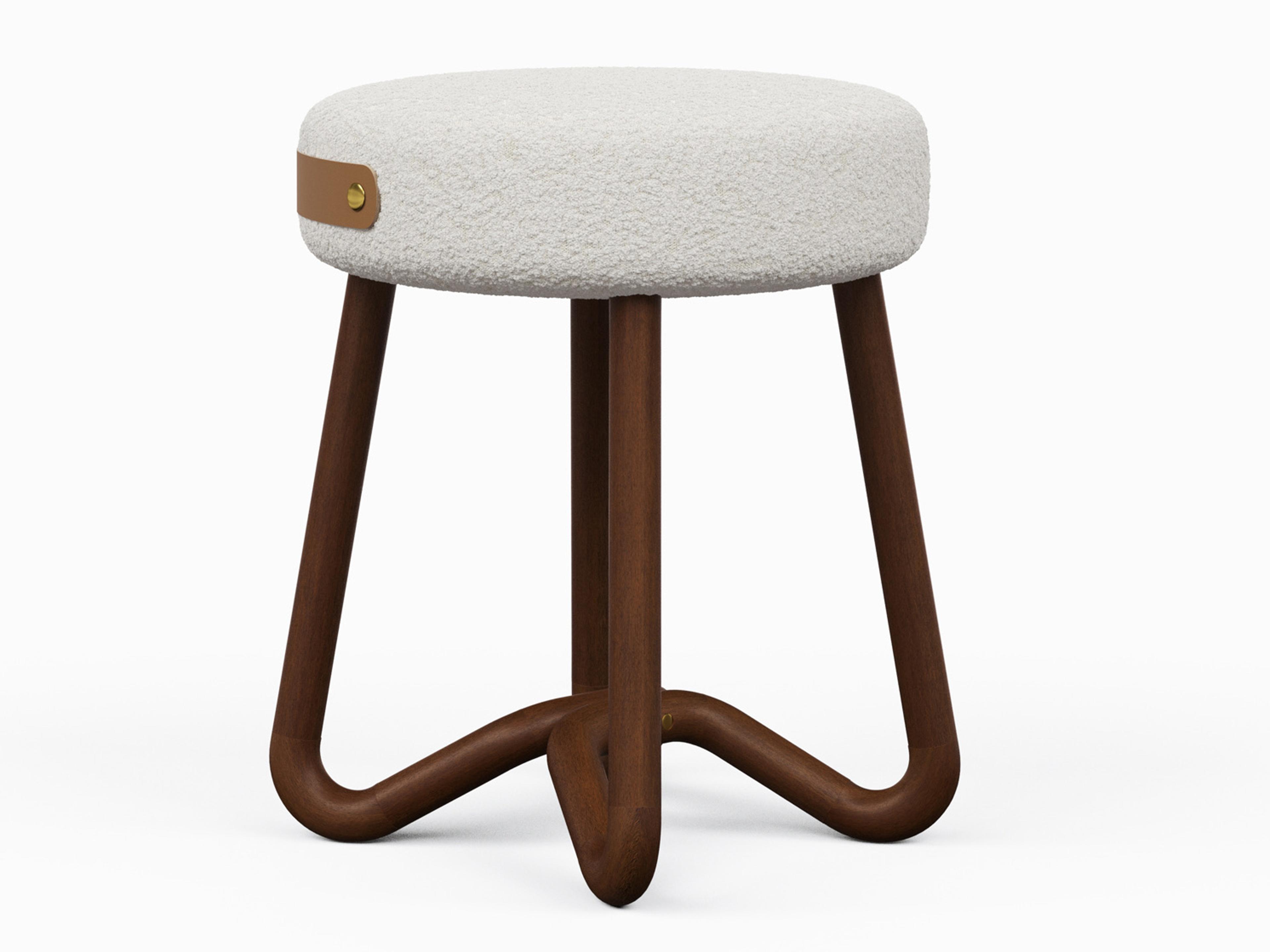 Urbia Modern Brazilian Loop Brown Upholstered Accent Stool