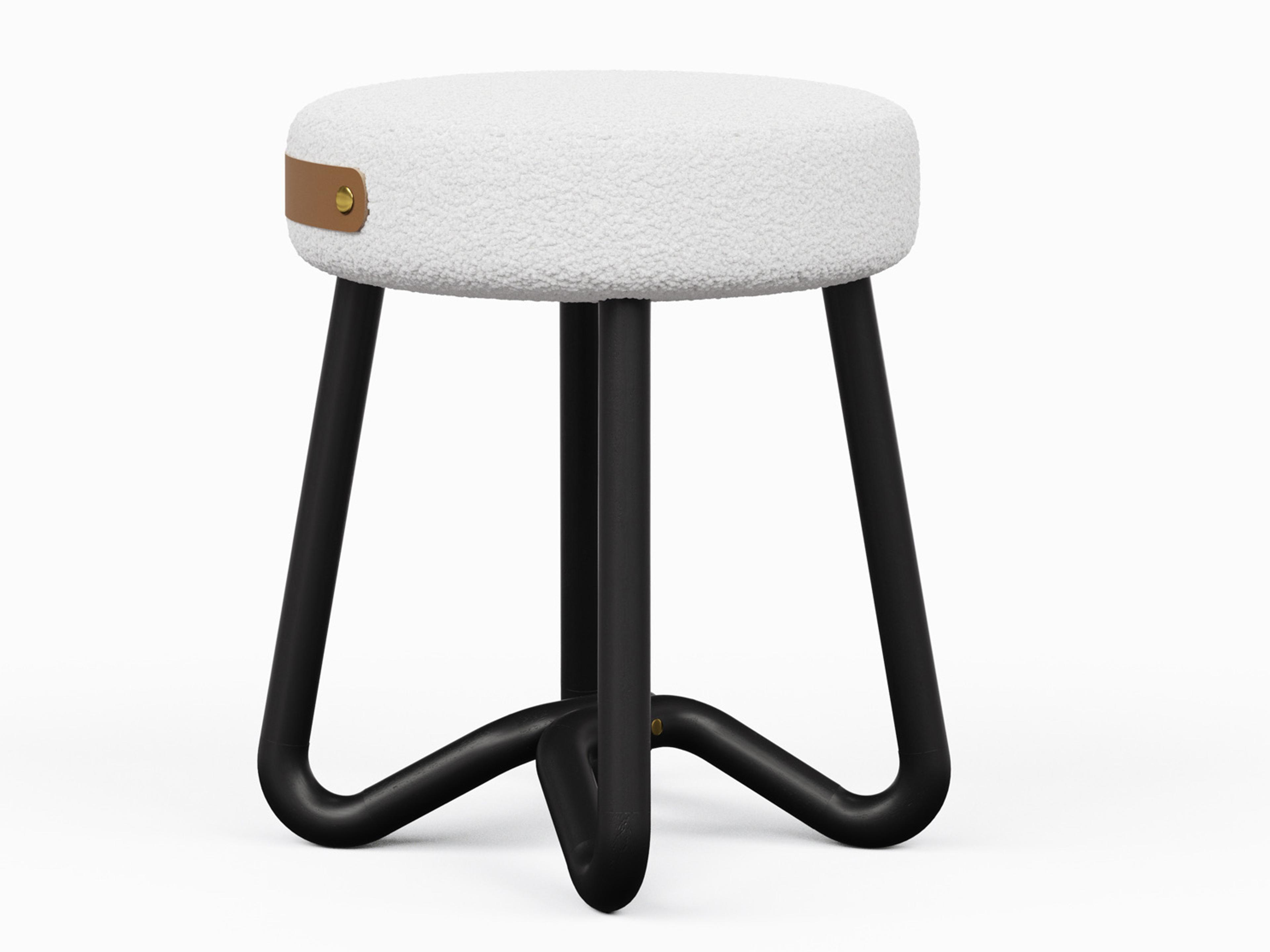Urbia Modern Brazilian Loop Noodles Opulent Black Caramel Upholstered Accent Stool