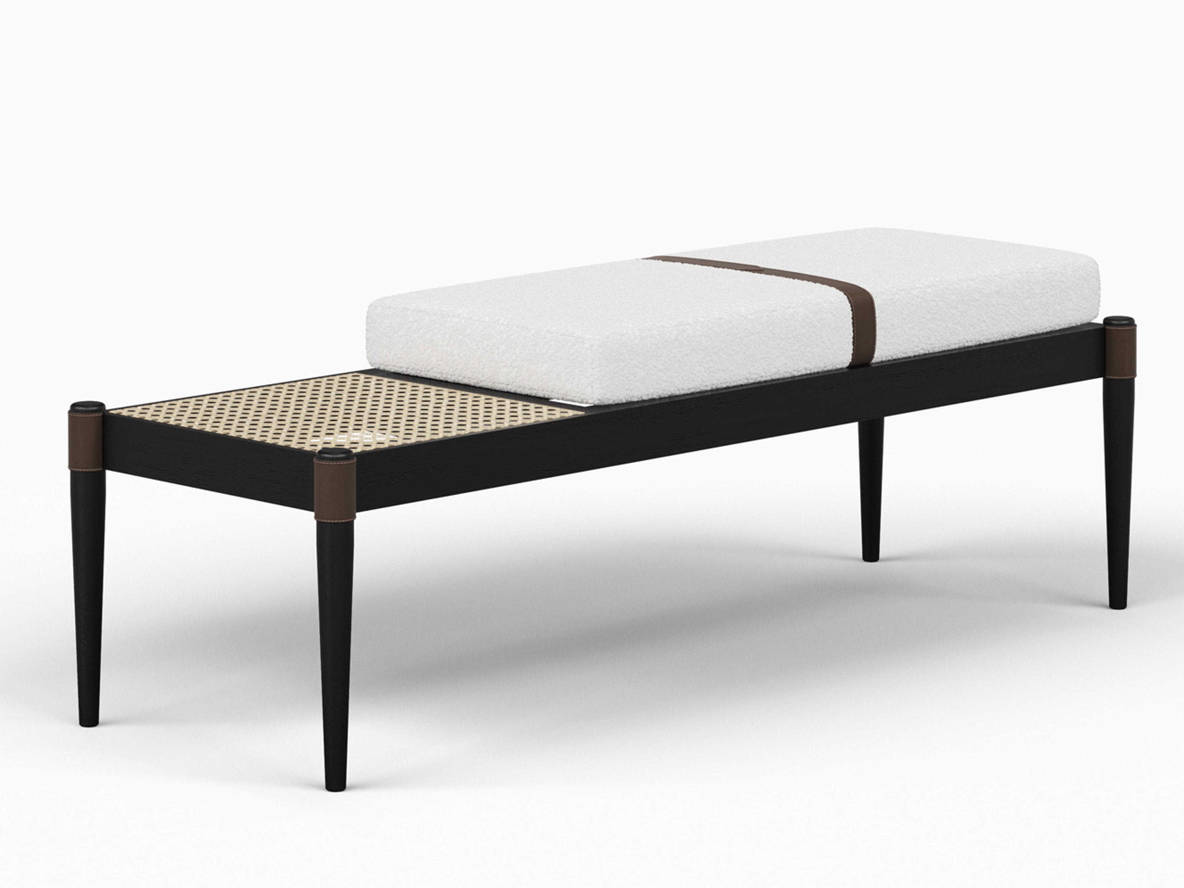 Urbia Modern Brazilian Bello Noodles Opulent Black Natural Upholstered Accent Bench