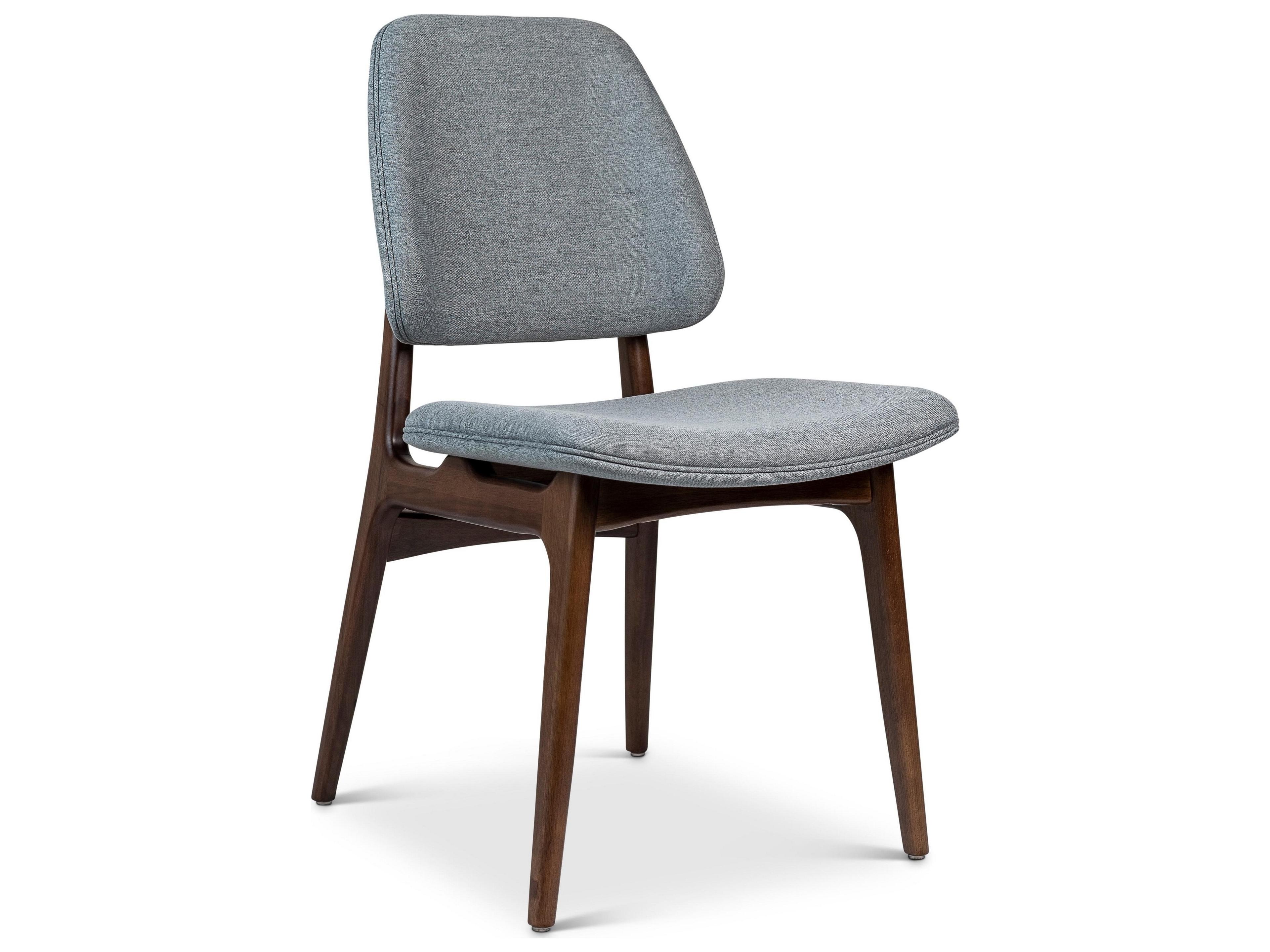 Urbia Modern Brazilian Ariel Side Chair Essence Grey Upholstery Nogal Frame
