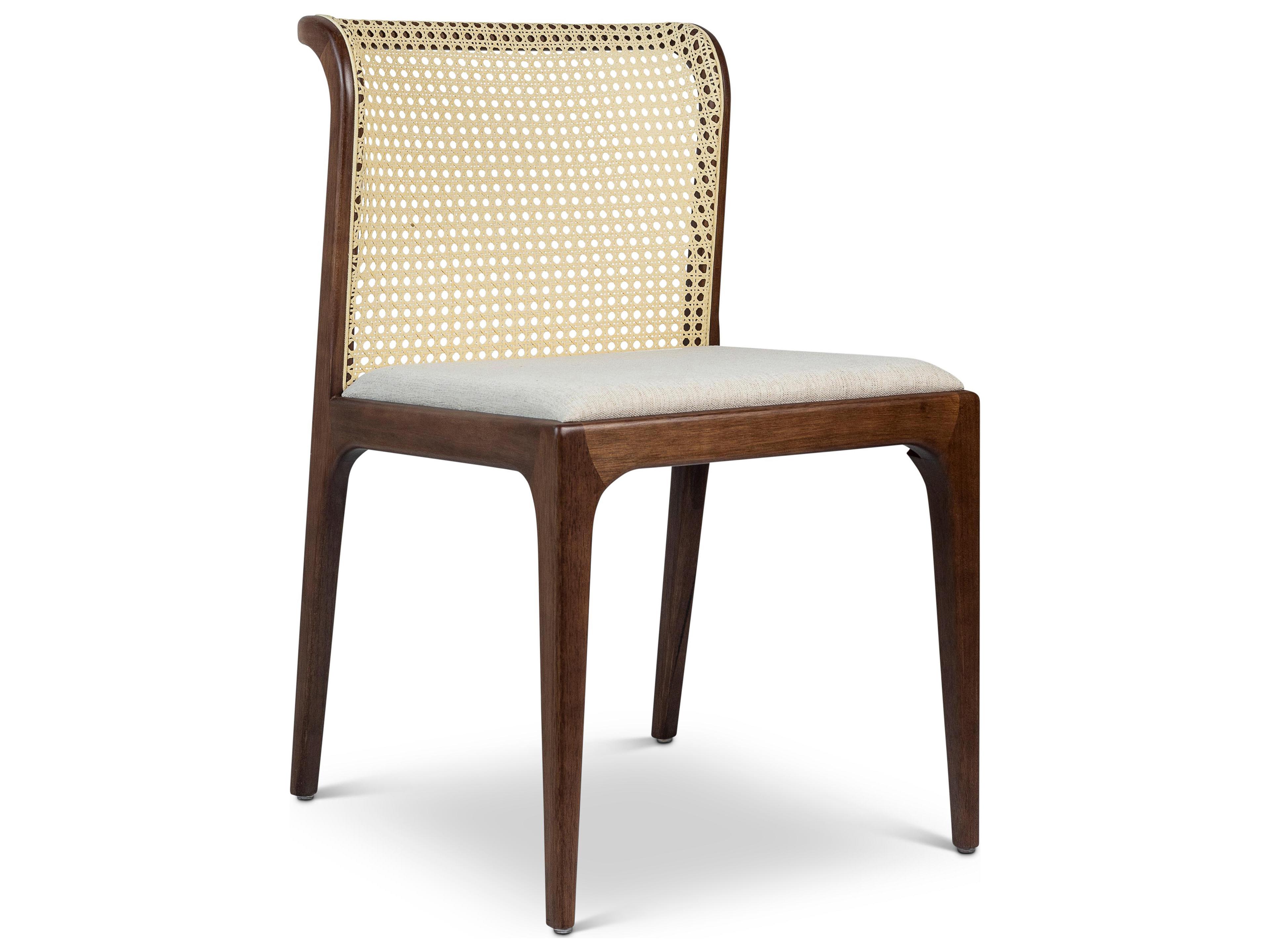 Urbia Modern Brazilian Eloa Cane Side Chair Medley Ivory Seat Nogal Frame Natural Cane Webbing