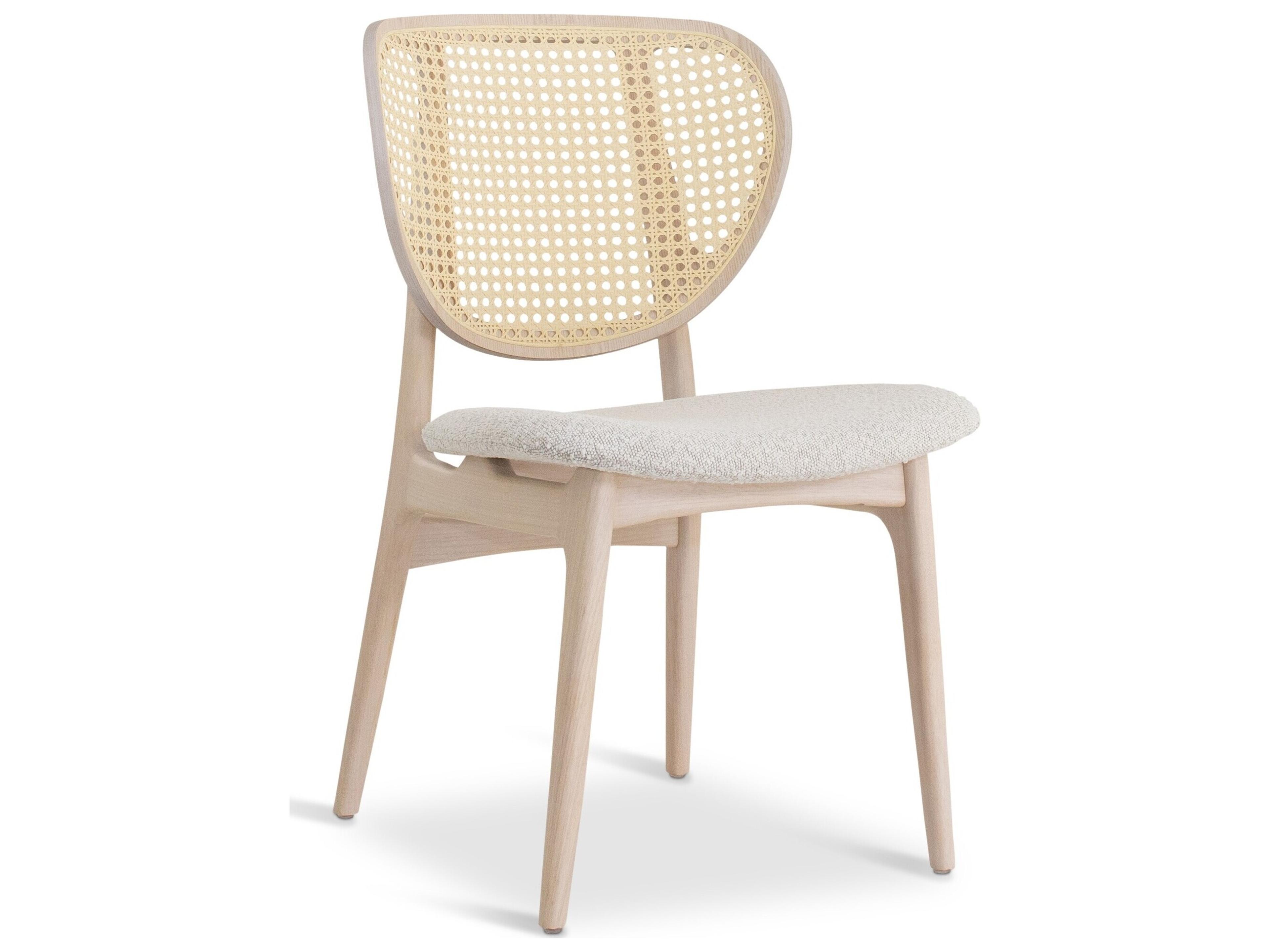 Urbia Modern Brazilian Joelma Cane Side Chair Boucle Crafted Glaze Seat Nevoa Frame Natural Cane Webbing