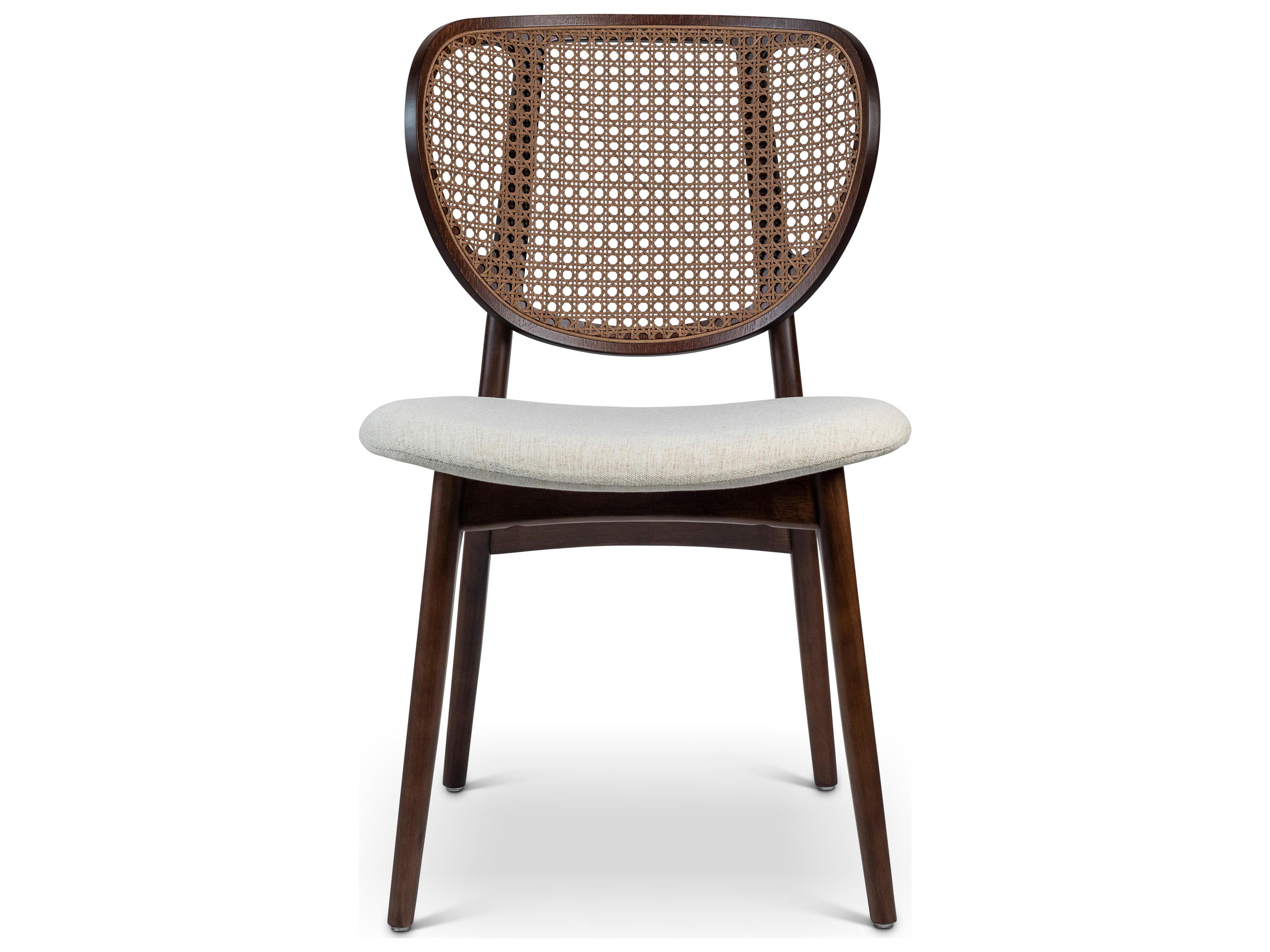 Urbia Modern Brazilian Joelma Cane Side Chair Medley Ivory Seat Nogal Frame Nogal Cane Webbing