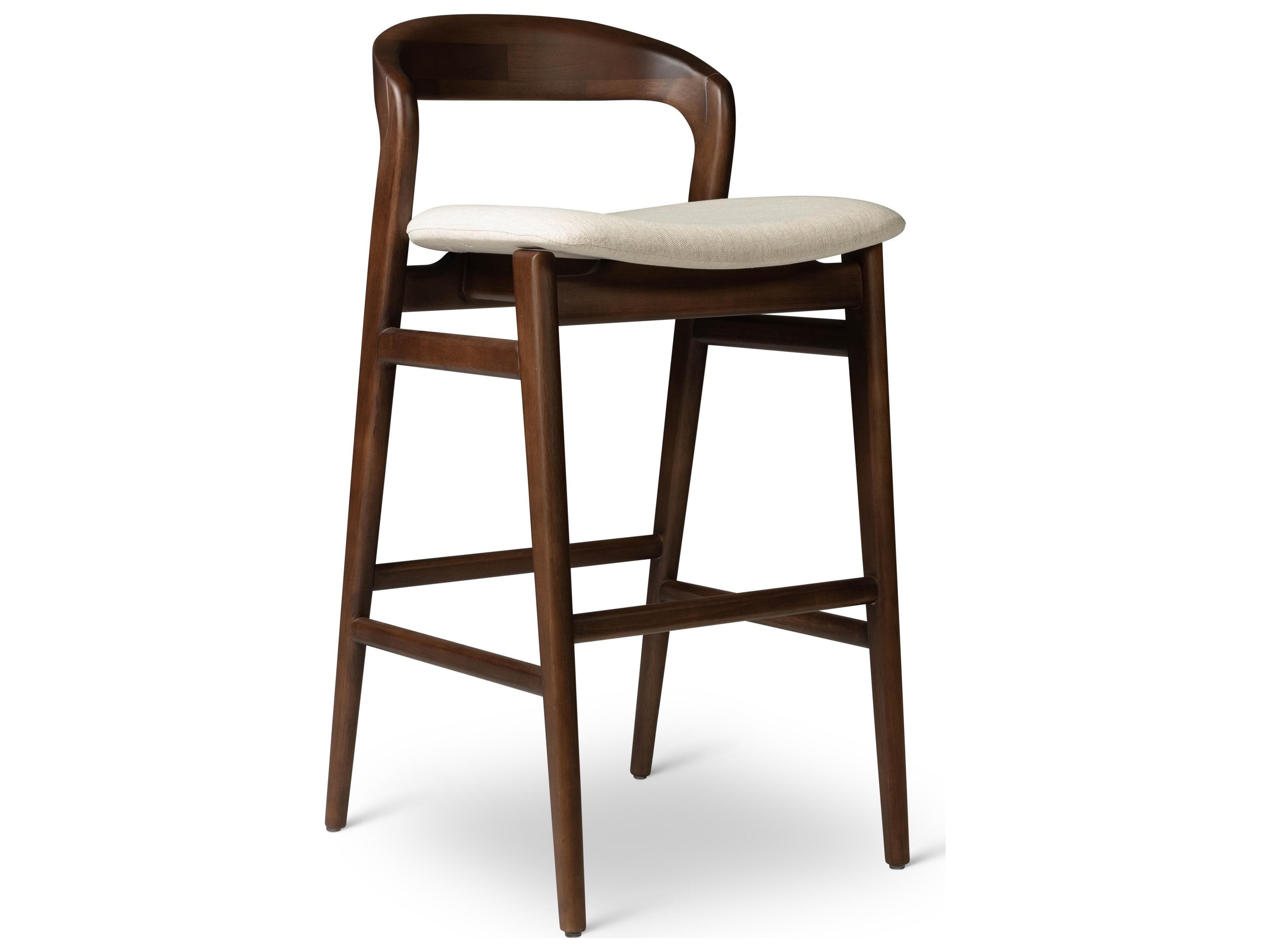 Urbia Modern Brazilian Velma Bar Stool Medley Ivory Seat Nogal Frame